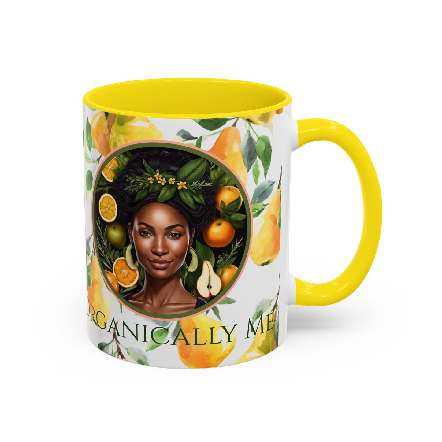 Organically Me Yellow Pear Plant Garden Vegan Ceramic Plant Mug with Black woman (11oz) 8 Color Combos