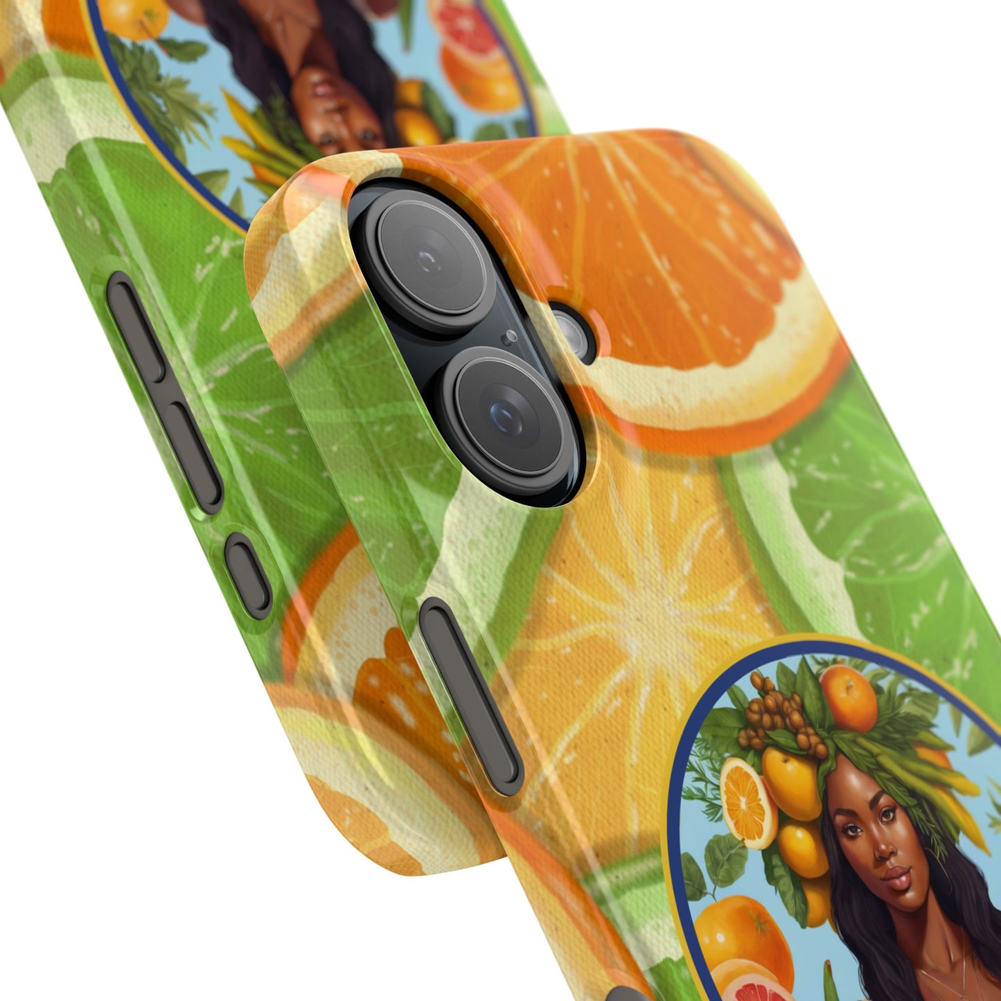 Organically Me Citrus Fruits Garden Snap Phone Case with Black Woman, Veggie Chic for Androids and iPhone models