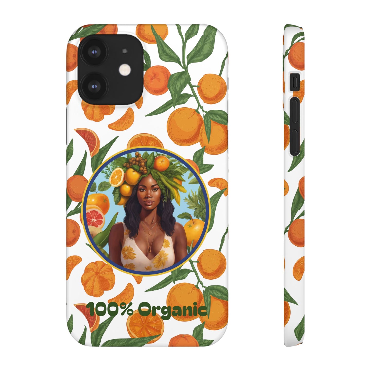 100% Organic Orange Plant Garden Snap Phone Case with Black Woman, Veggie Chic for Androids and iPhone models