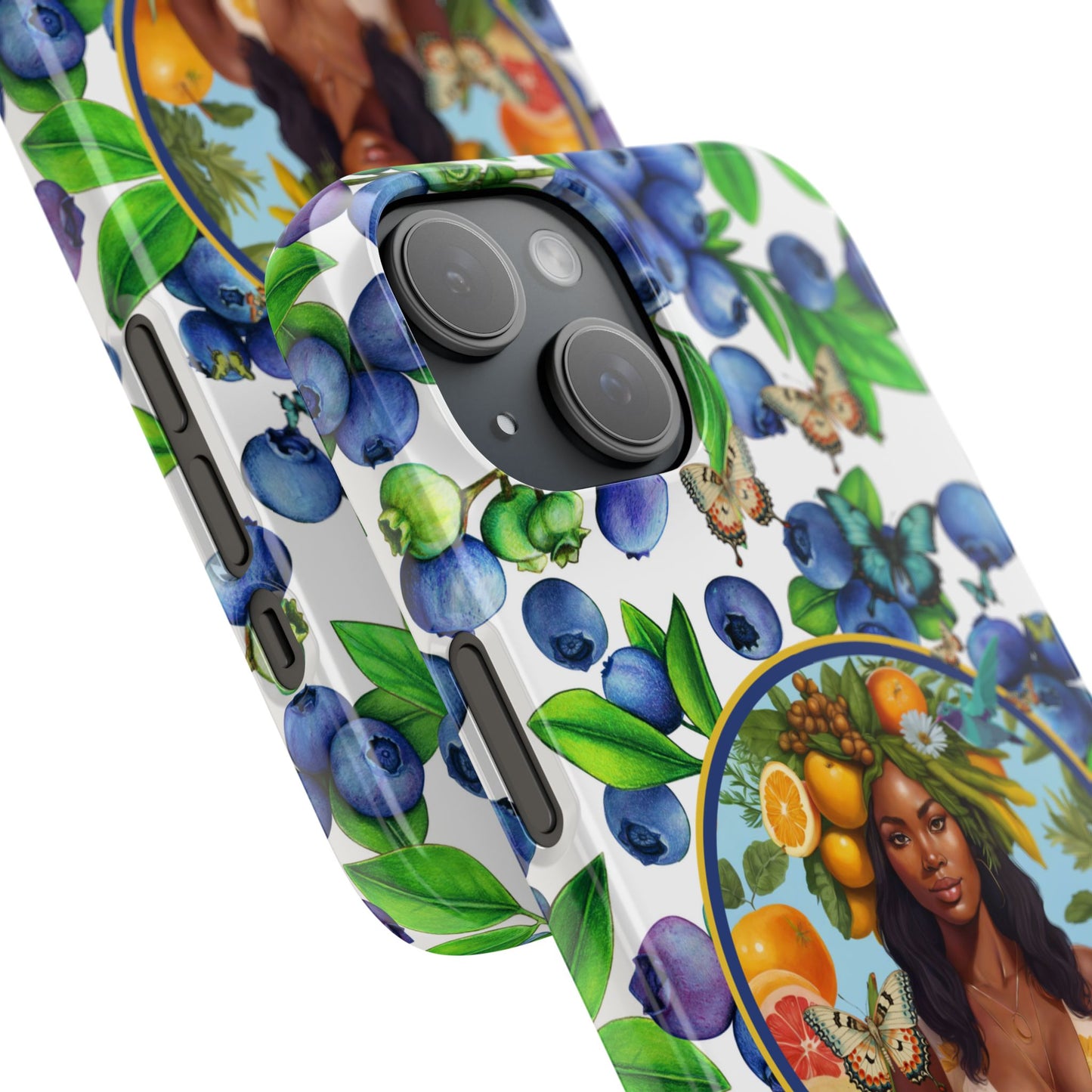 Organically Me Blueberry Plant B Garden Snap Phone Case with Black Woman, for iPhone and Android