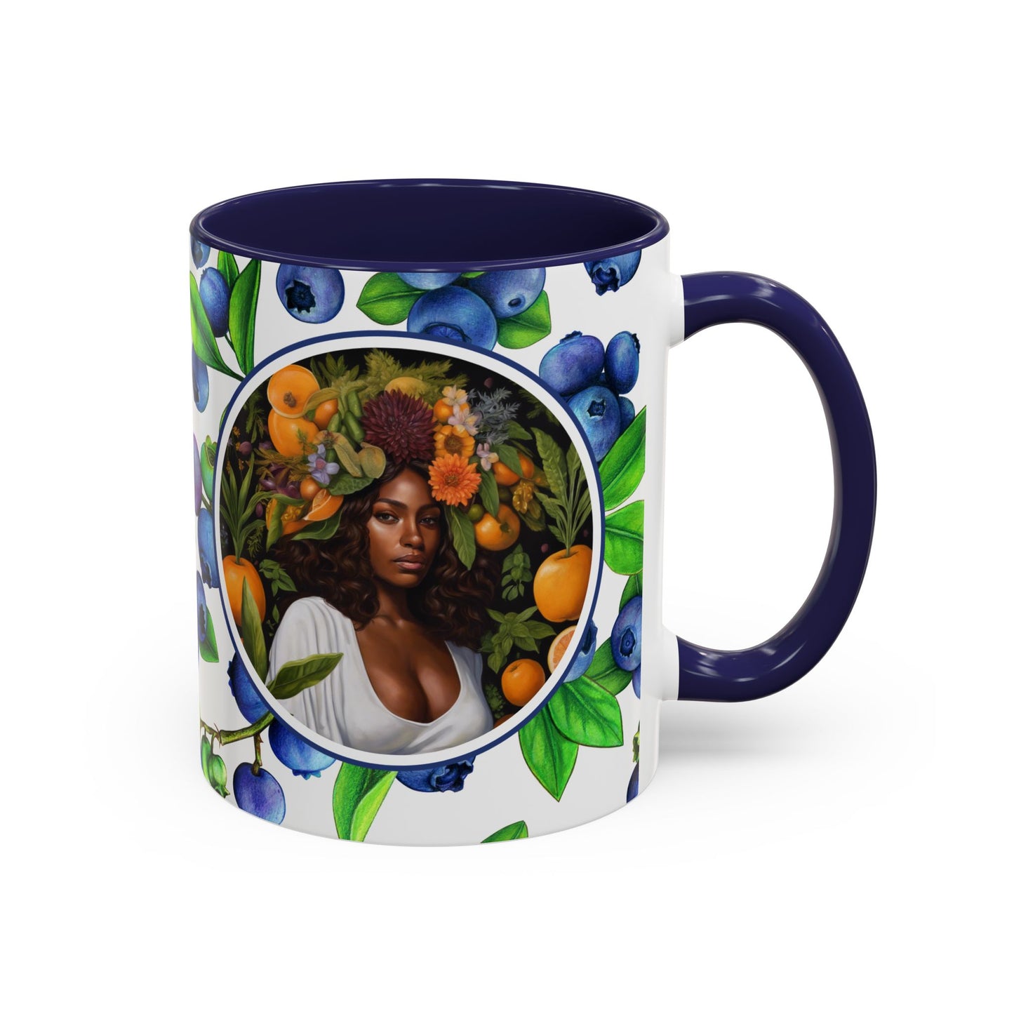 Organically Me Blueberry Plant Garden Vegan Ceramic Plant Mug with Black woman (11oz) 8 Color Combos