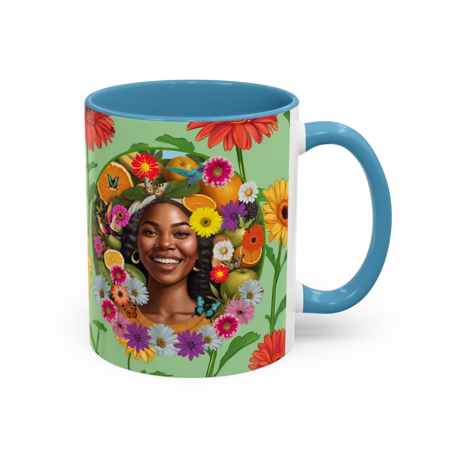 Organically Me A Joy Daisy Plant Garden Vegan Ceramic Plant Mug with Black woman (11oz) 8 Color Combos