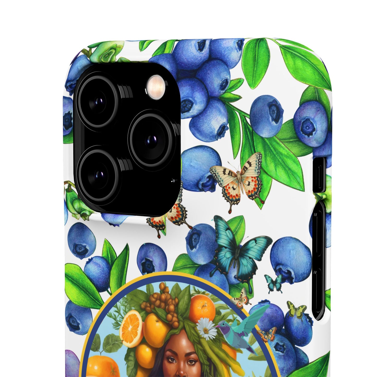 Organically Me Blueberry Plant B Garden Snap Phone Case with Black Woman, for iPhone and Android