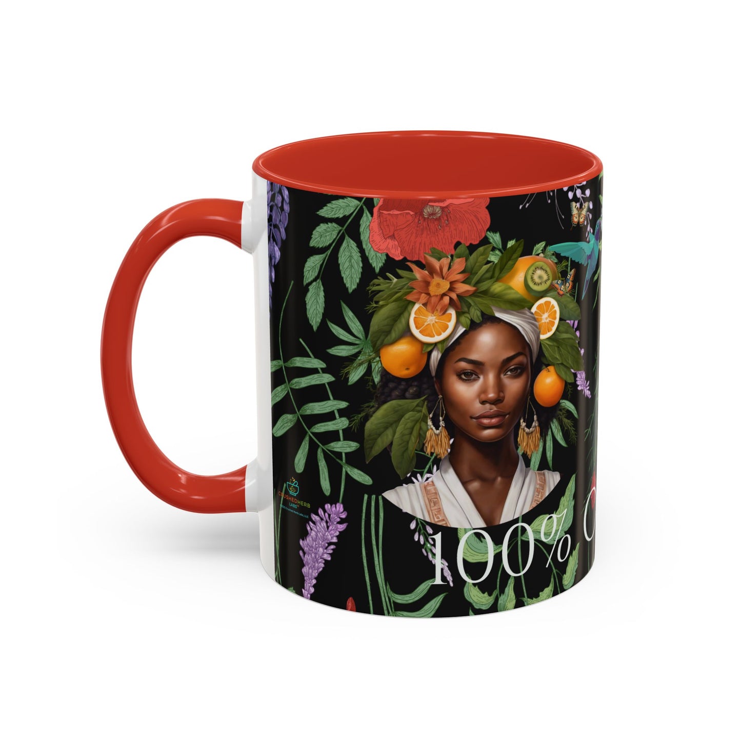100% Organic Black Jungle Plant Garden Vegan Ceramic Plant Mug with (11oz) 8 Color Combos Double-Side Design