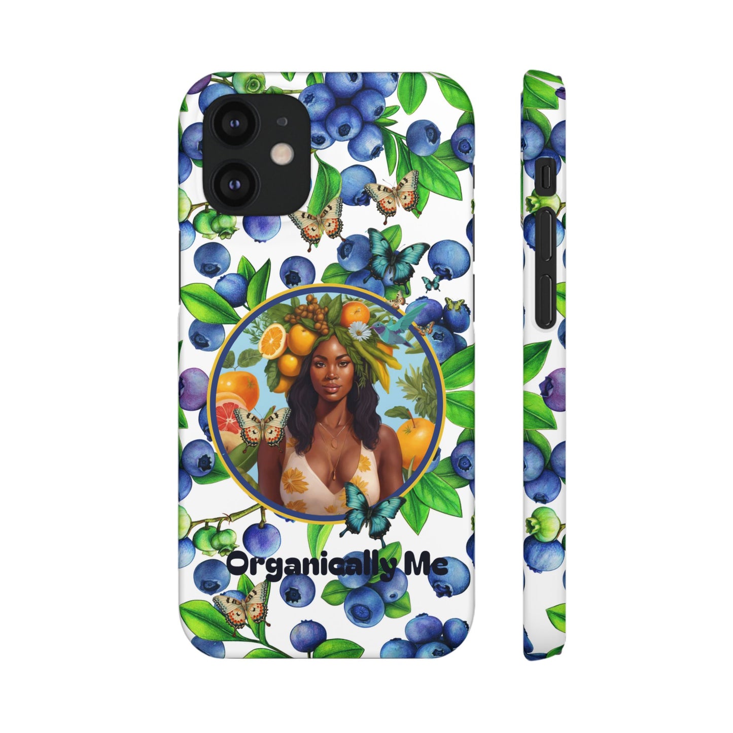 Organically Me Blueberry Plant B Garden Snap Phone Case with Black Woman, for iPhone and Android