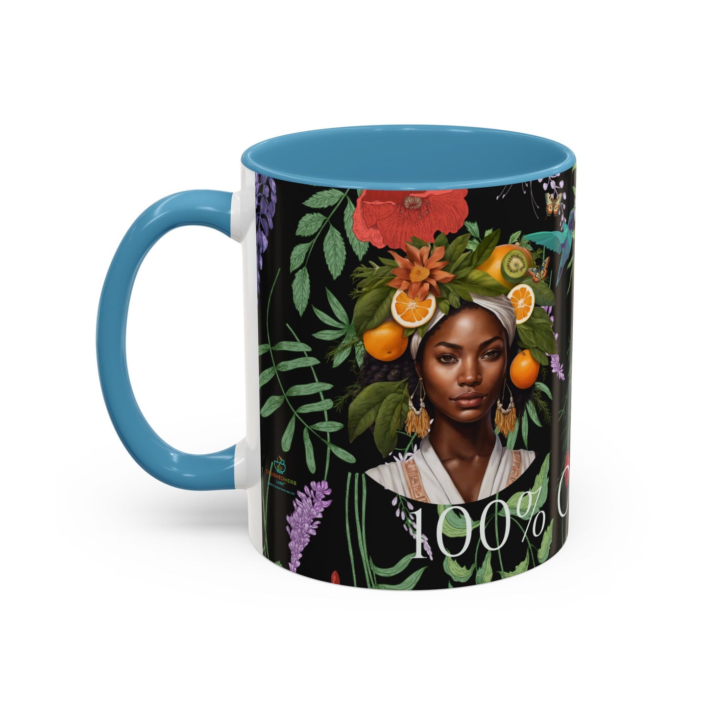 100% Organic Black Jungle Plant Garden Vegan Ceramic Plant Mug with (11oz) 8 Color Combos Double-Side Design