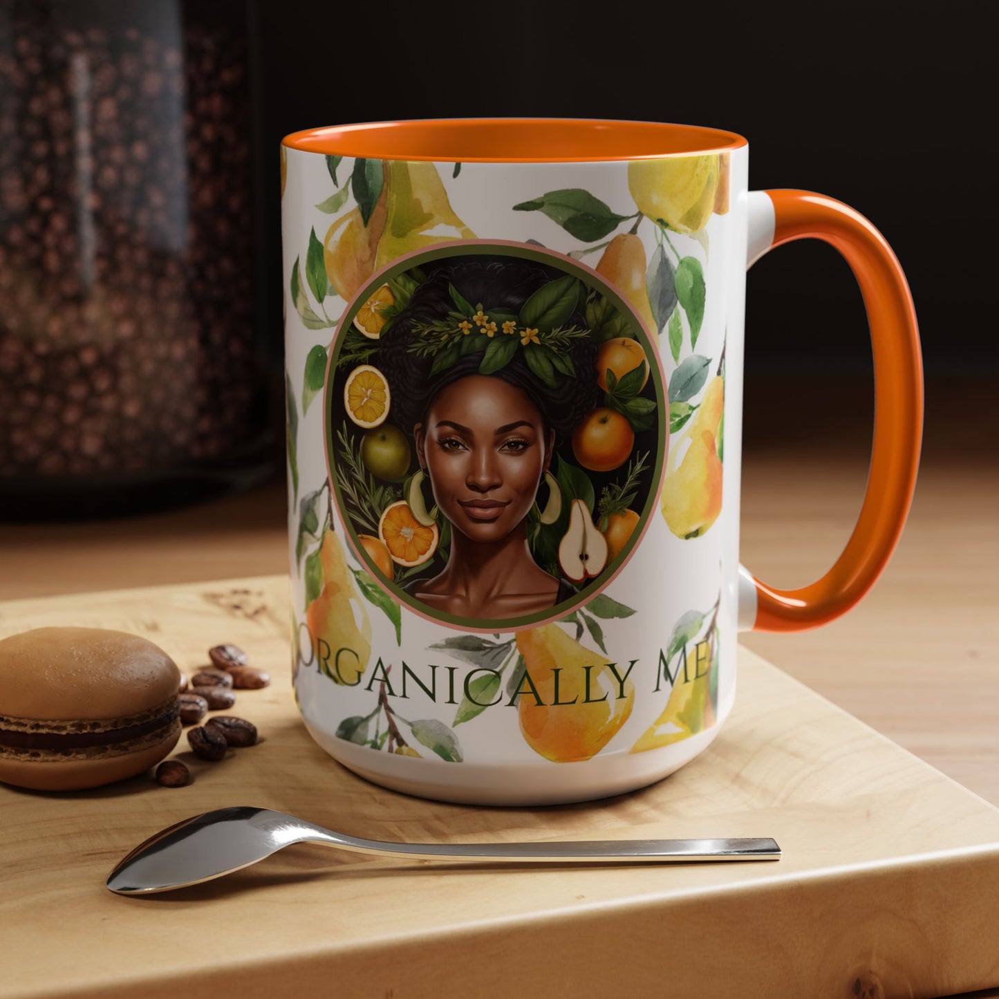 Organically Me Yellow Pear Plant Garden Vegan Ceramic Plant Mug with Black woman (11oz) 8 Color Combos