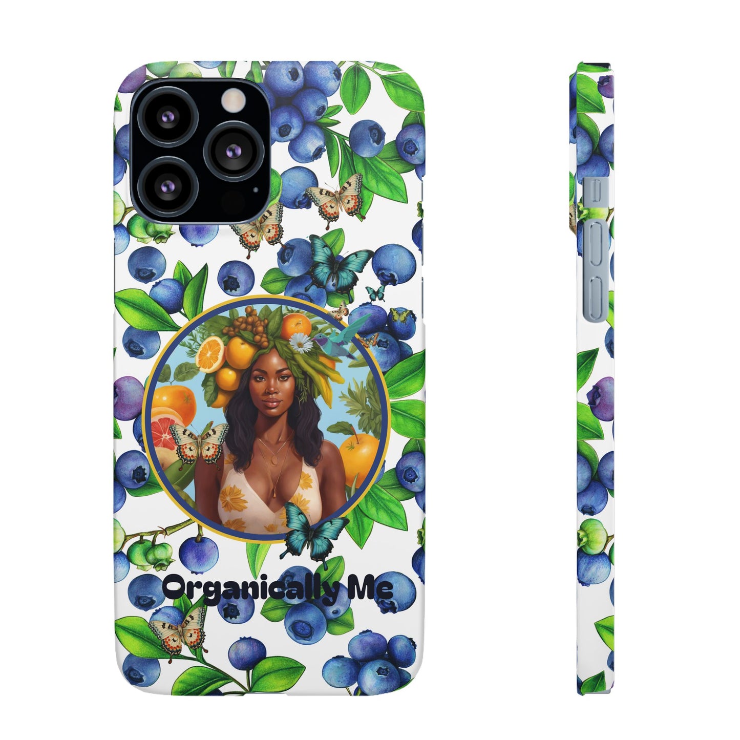 Organically Me Blueberry Plant B Garden Snap Phone Case with Black Woman, for iPhone and Android