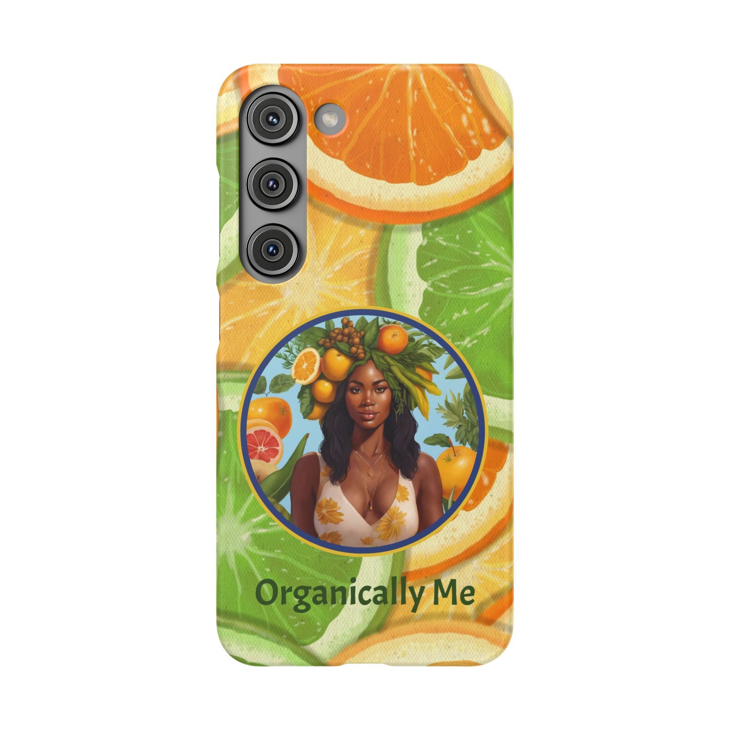 Organically Me Citrus Fruits Garden Snap Phone Case with Black Woman, Veggie Chic for Androids and iPhone models