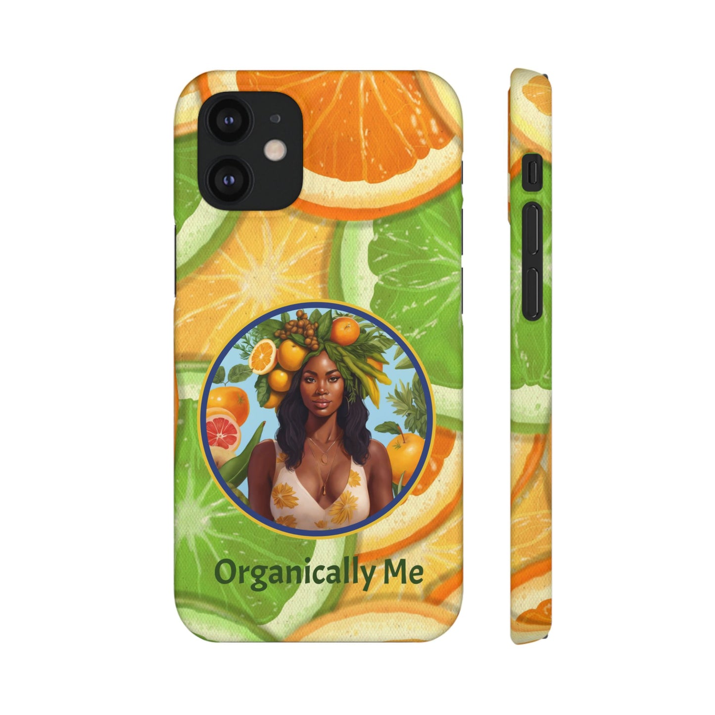 Organically Me Citrus Fruits Garden Snap Phone Case with Black Woman, Veggie Chic for Androids and iPhone models