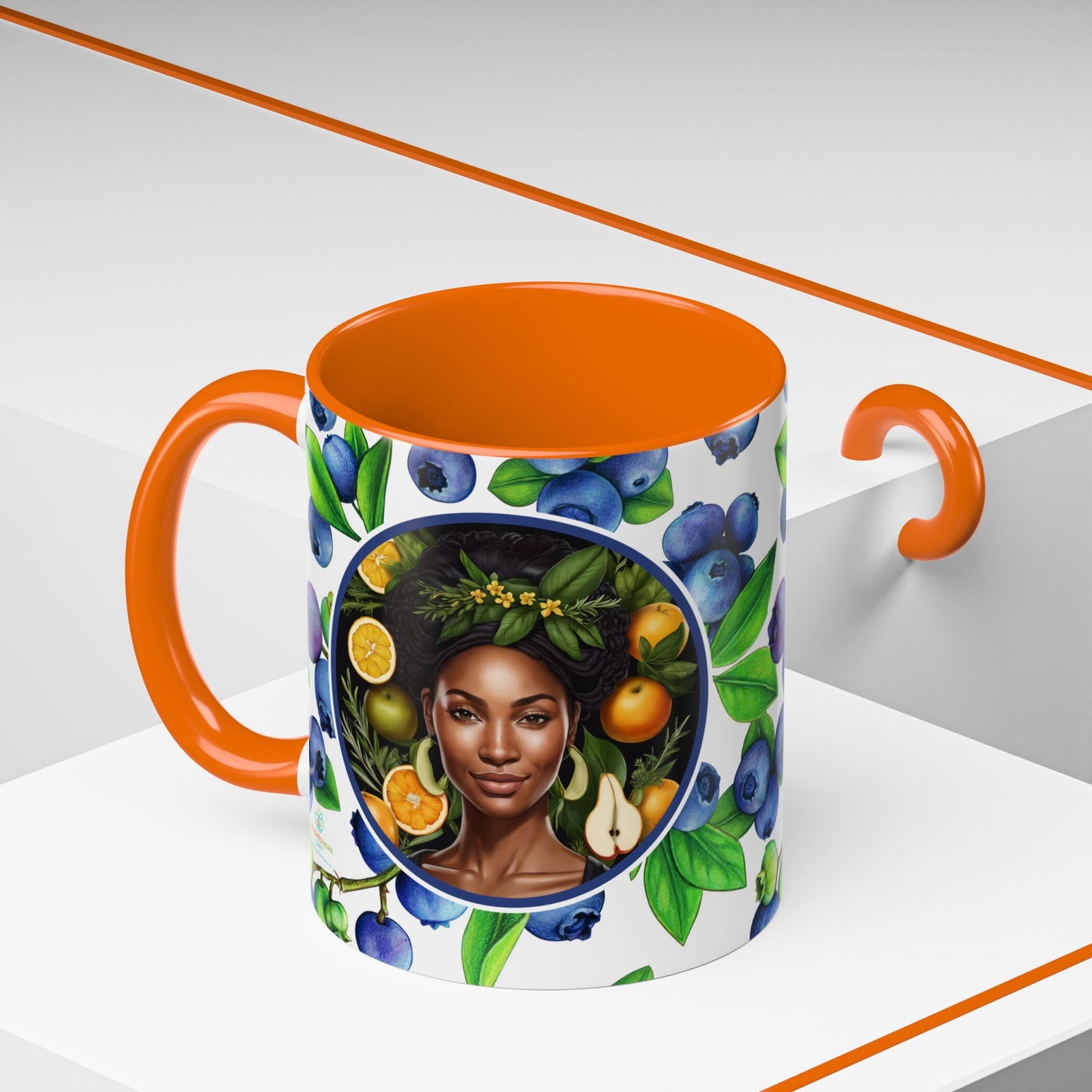 Organically Me Blueberry Plant Garden Vegan Ceramic Plant Mug with Black woman (11oz) 8 Color Combos