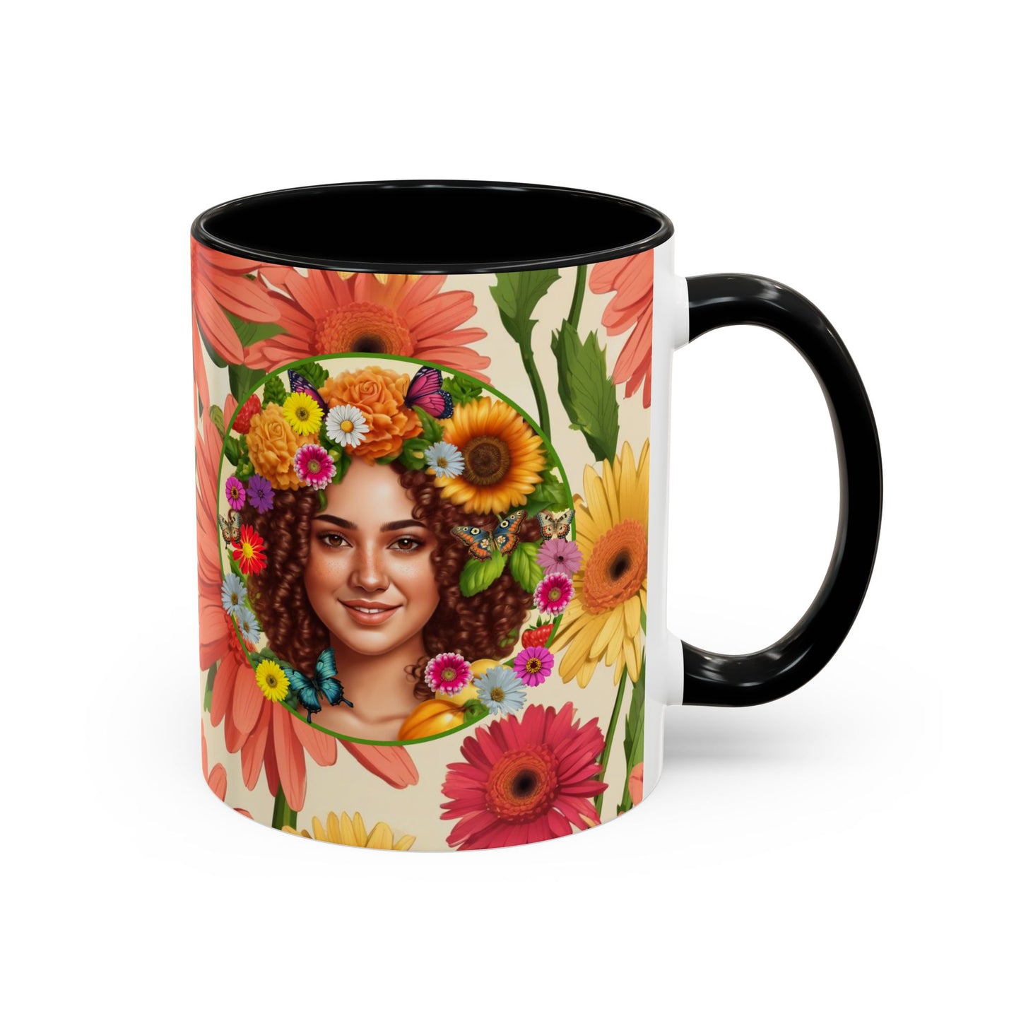 100% Organic Daisy Joy2 Plant Garden Vegan Ceramic Plant Mug Double Sided (11oz) 8 Color Combos
