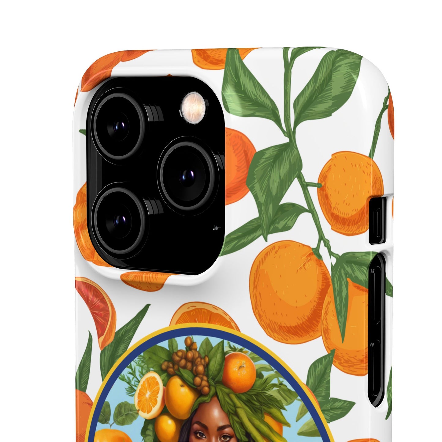 100% Organic Orange Plant Garden Snap Phone Case with Black Woman, Veggie Chic for Androids and iPhone models
