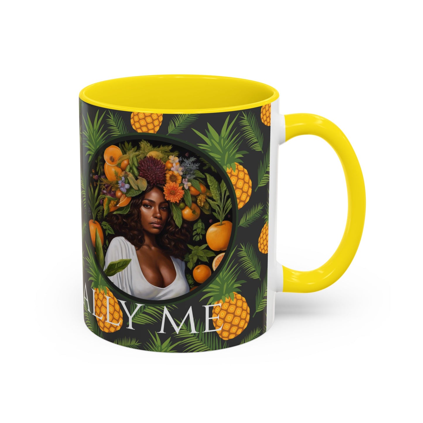 Organically Me A Pineapple Plant Garden Vegan Ceramic Plant Mug with Black woman (11oz)