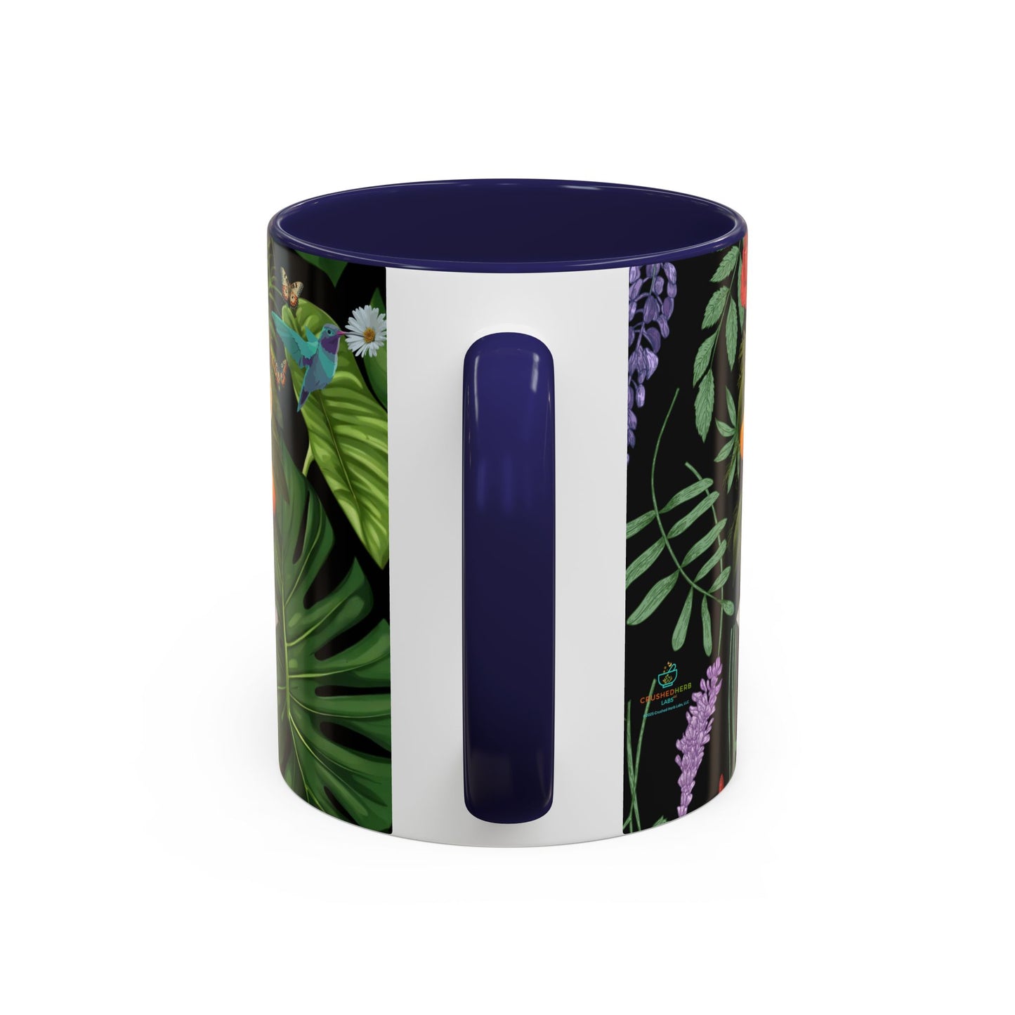 100% Organic Black Jungle Plant Garden Vegan Ceramic Plant Mug with (11oz) 8 Color Combos Double-Side Design