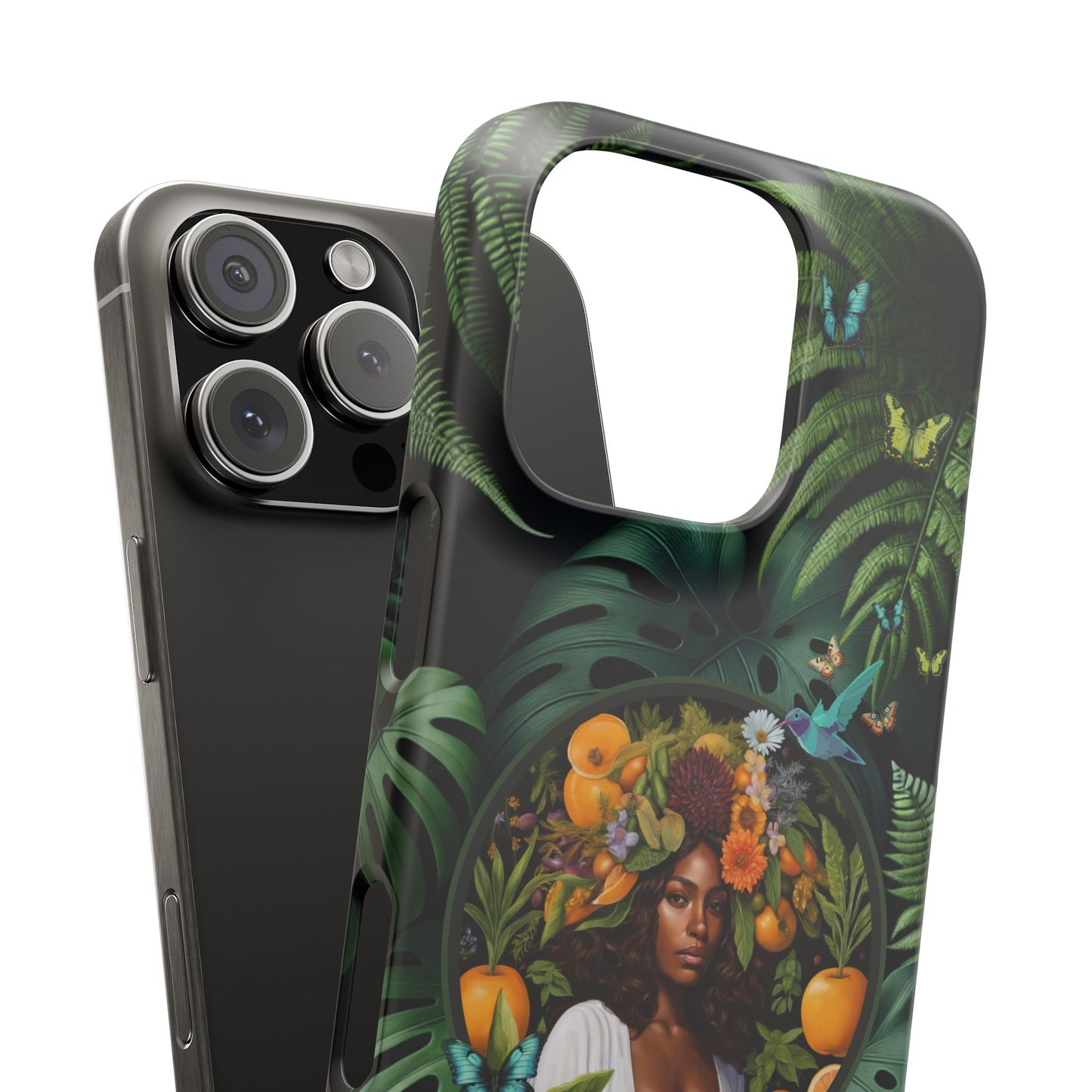 100% Organic A Fern Monstera Plant Garden Snap Phone Case with Black Woman, for iPhone and Android Models