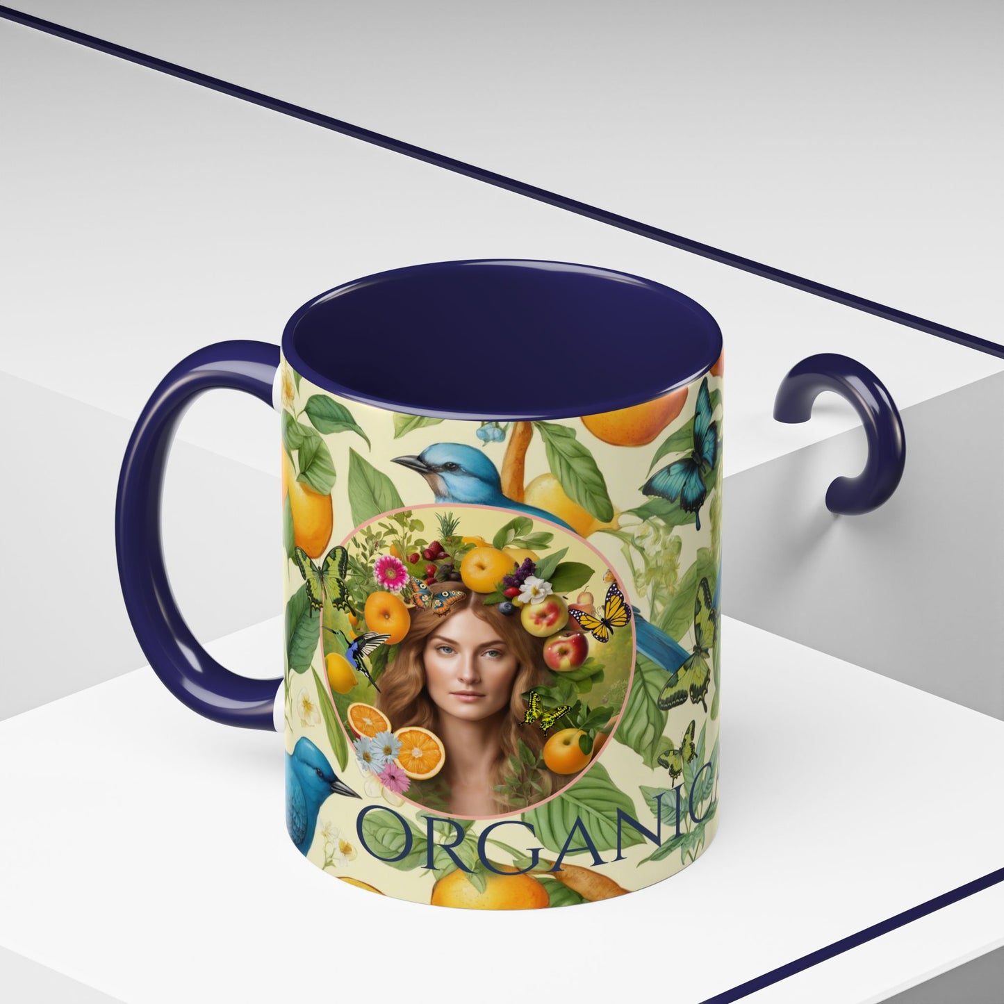 Organically Me A Lemon Bluebird Leda Plant Garden Vegan Ceramic Plant Mug with Black woman (11oz) 8 Color Combos