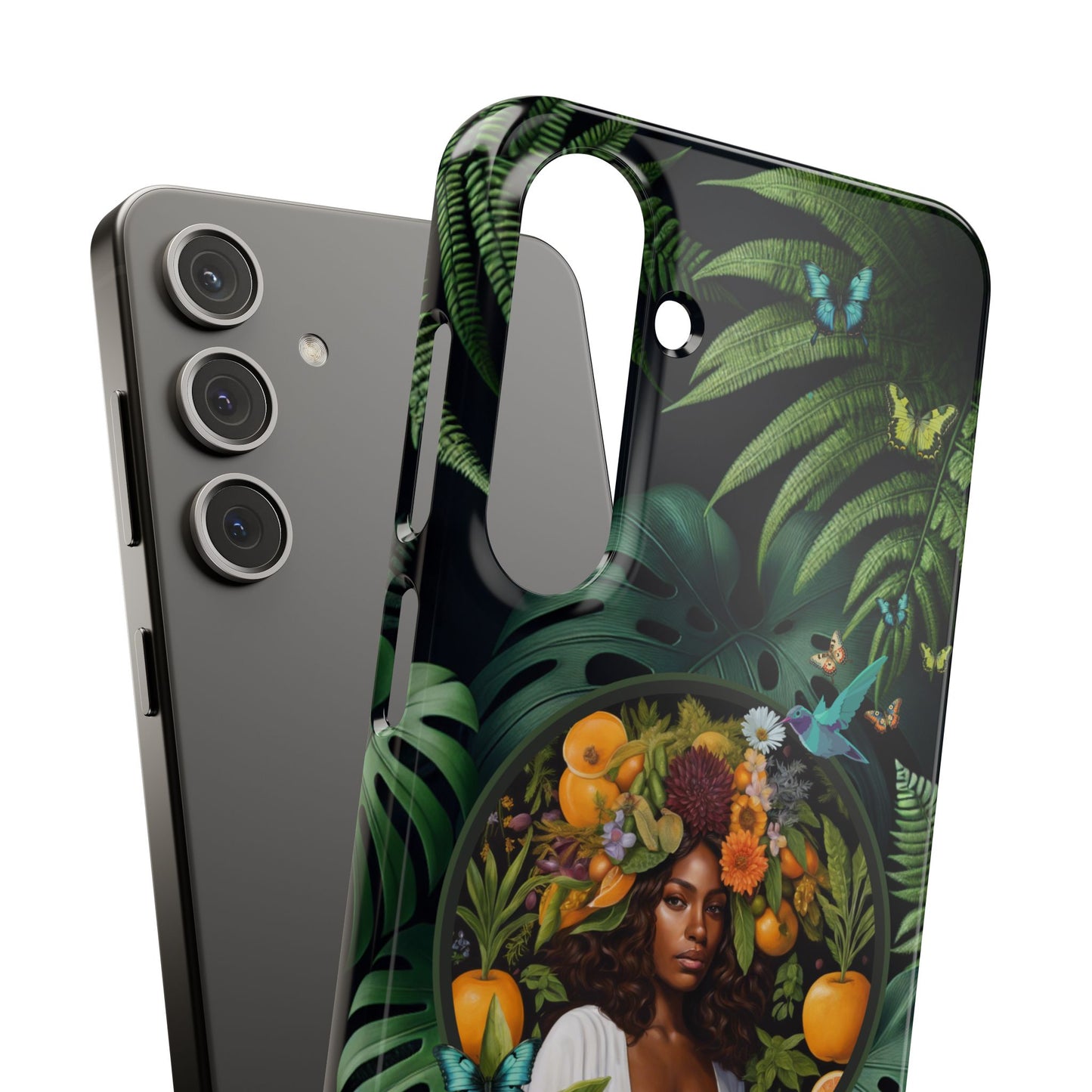 100% Organic A Fern Monstera Plant Garden Snap Phone Case with Black Woman, for iPhone and Android Models