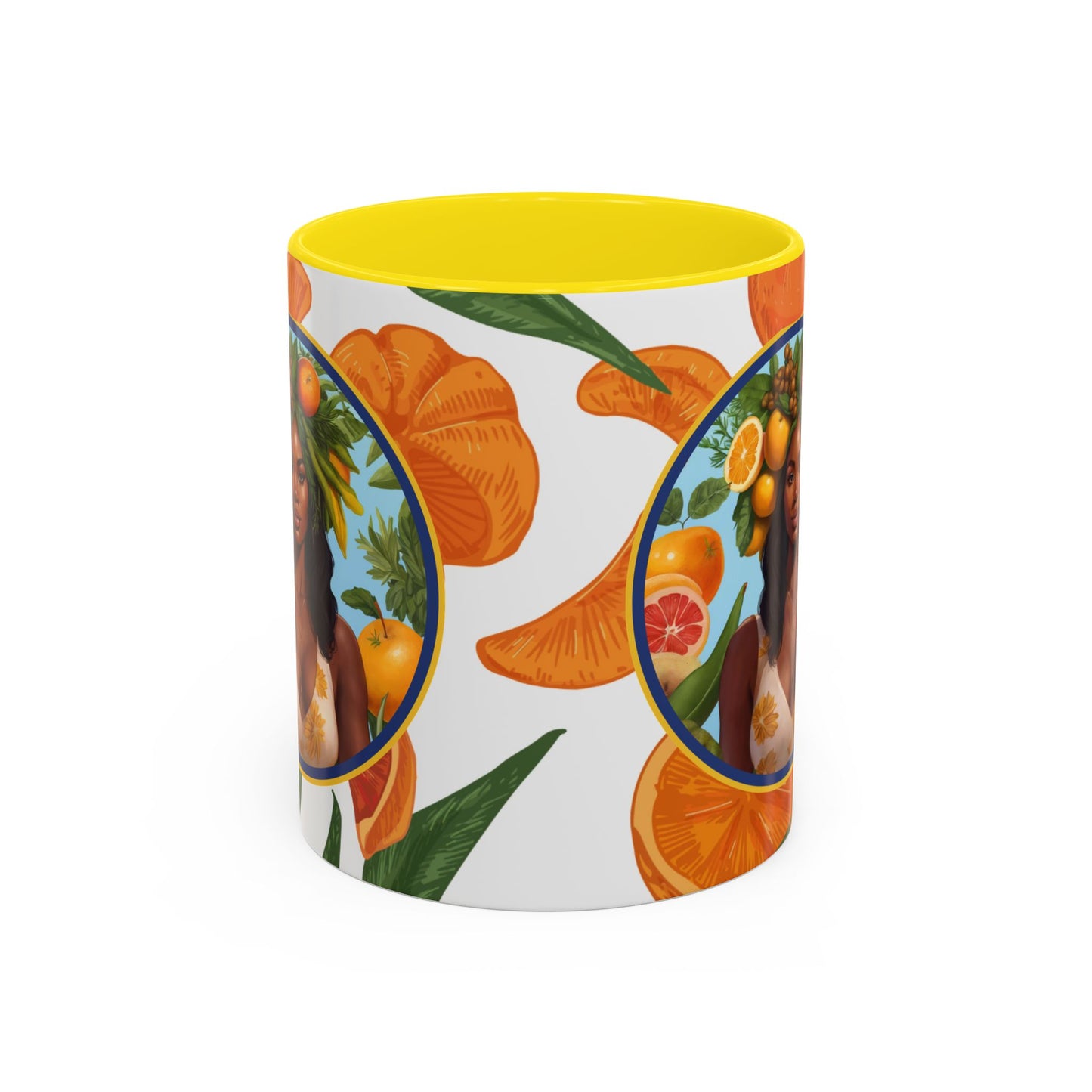 100% Organic Orange Plant Garden Vegan Ceramic Plant Mug with Black woman (11oz) 8 Color Combos