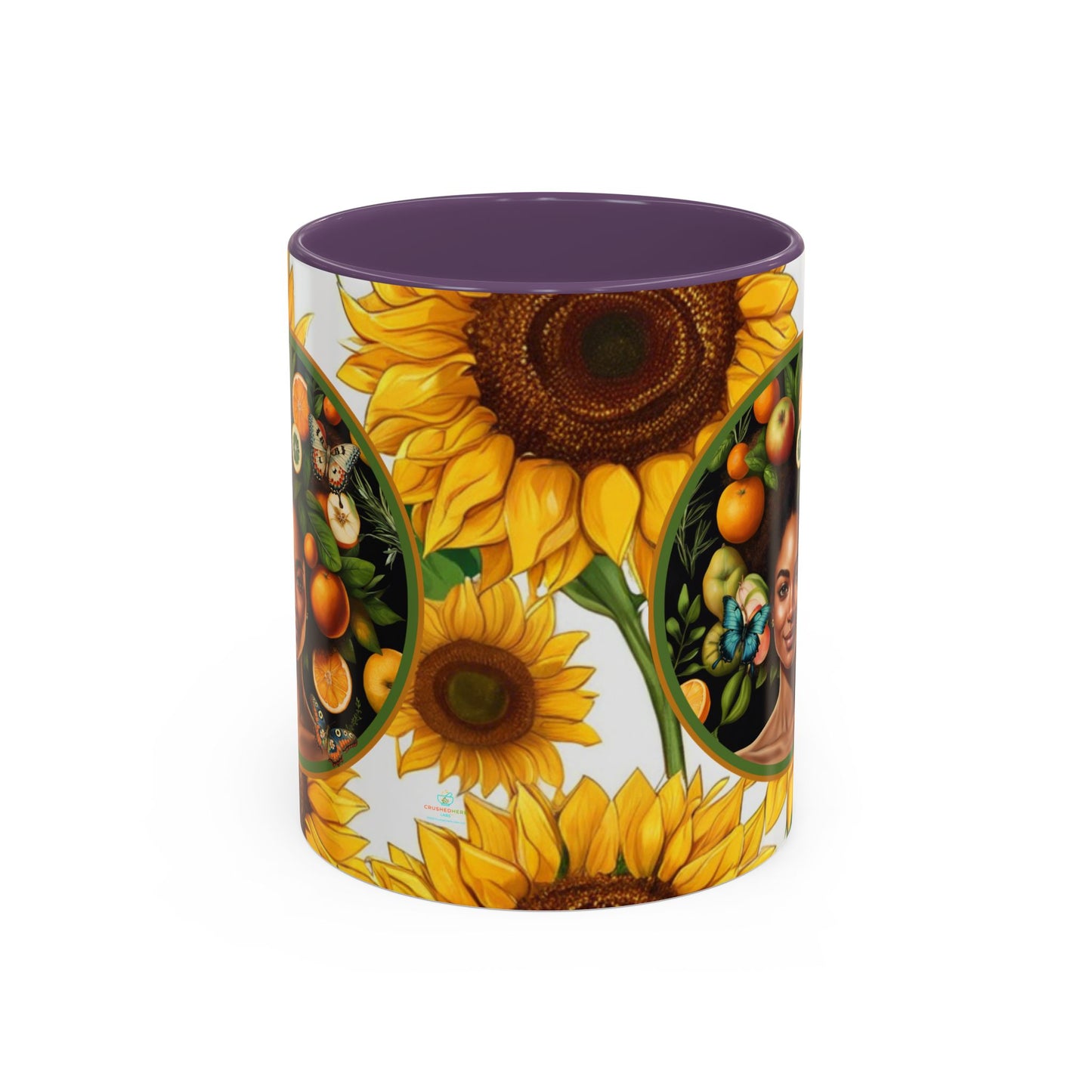 Organically Me Sunflower Plant Garden Vegan Ceramic Plant Mug with Black woman (11oz) 8 Color Combos