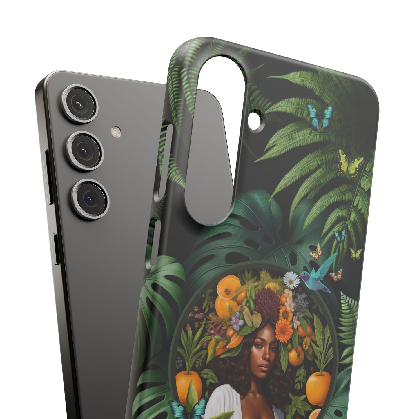 100% Organic A Fern Monstera Plant Garden Snap Phone Case with Black Woman, for iPhone and Android Models