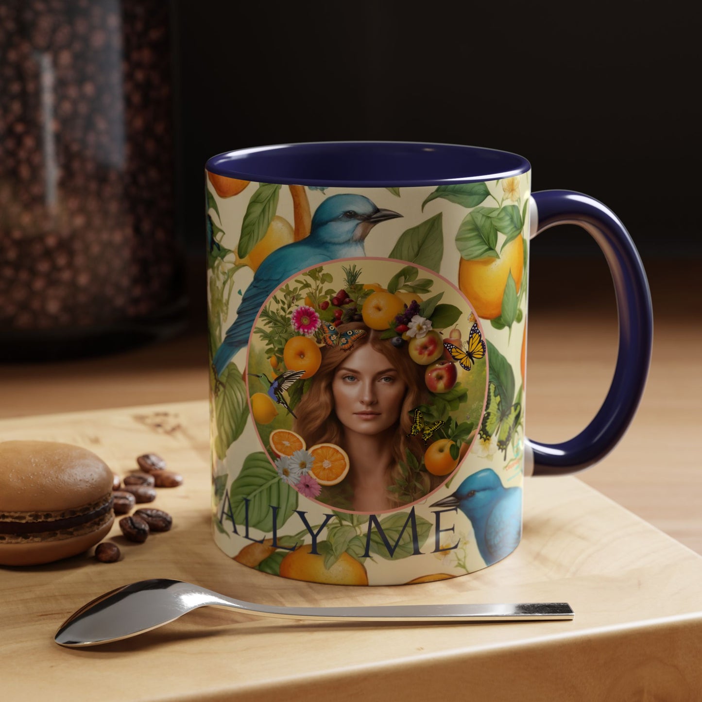 Organically Me A Lemon Bluebird Leda Plant Garden Vegan Ceramic Plant Mug with Black woman (11oz) 8 Color Combos