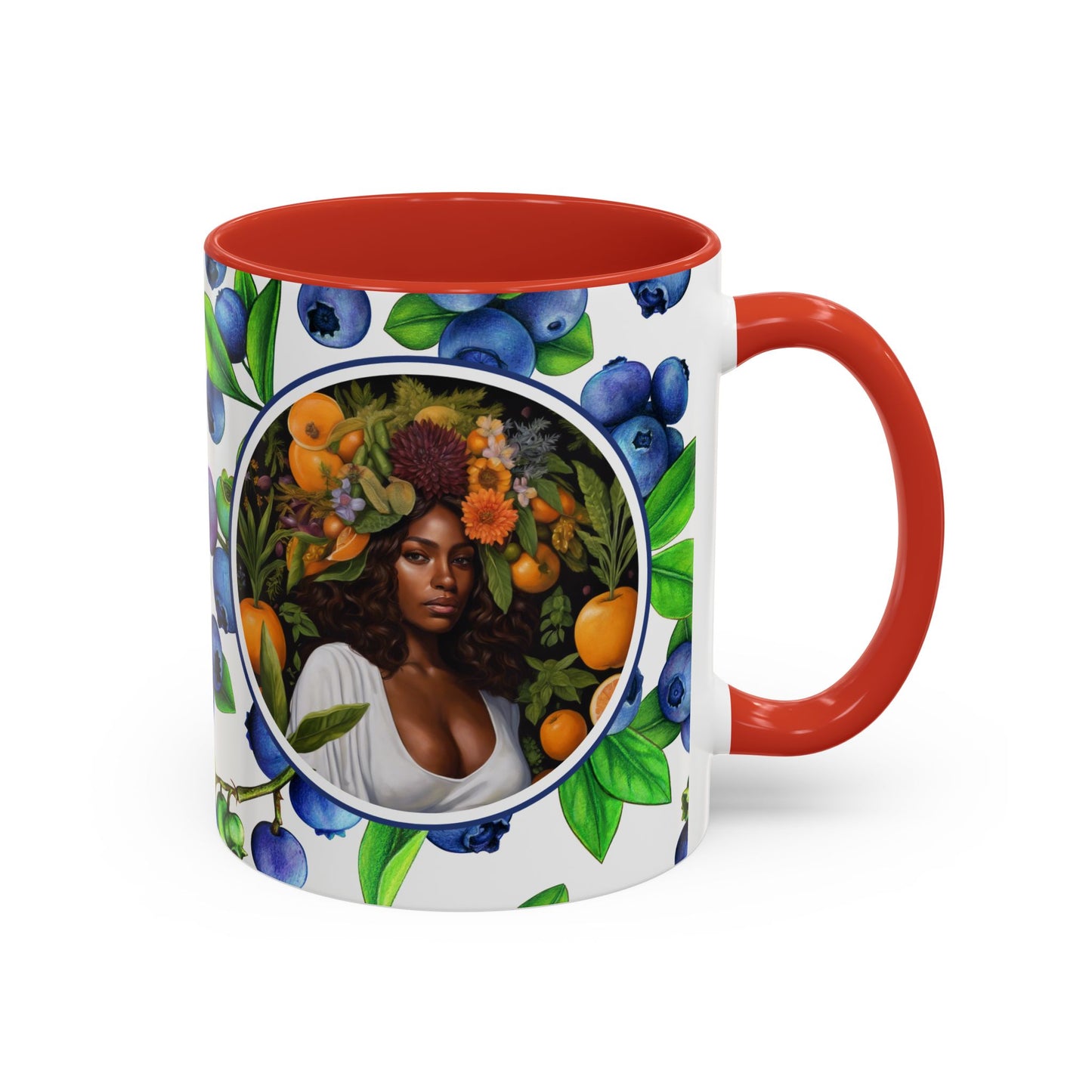 Organically Me Blueberry Plant Garden Vegan Ceramic Plant Mug with Black woman (11oz) 8 Color Combos