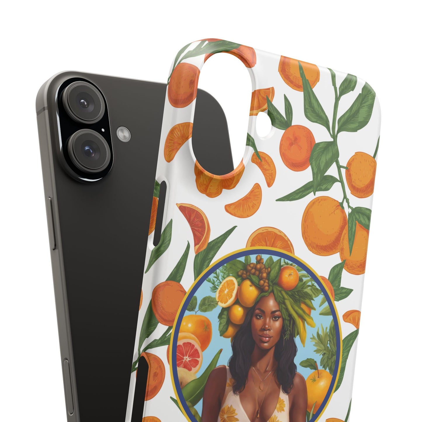 100% Organic Orange Plant Garden Snap Phone Case with Black Woman, Veggie Chic for Androids and iPhone models