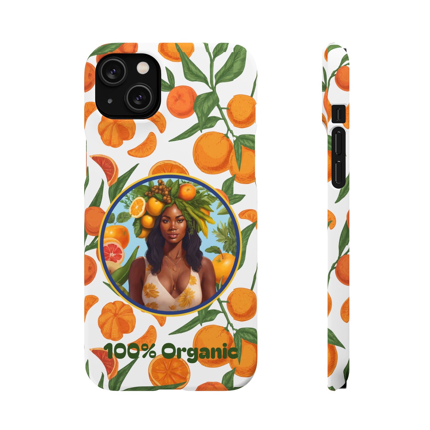 100% Organic Orange Plant Garden Snap Phone Case with Black Woman, Veggie Chic for Androids and iPhone models