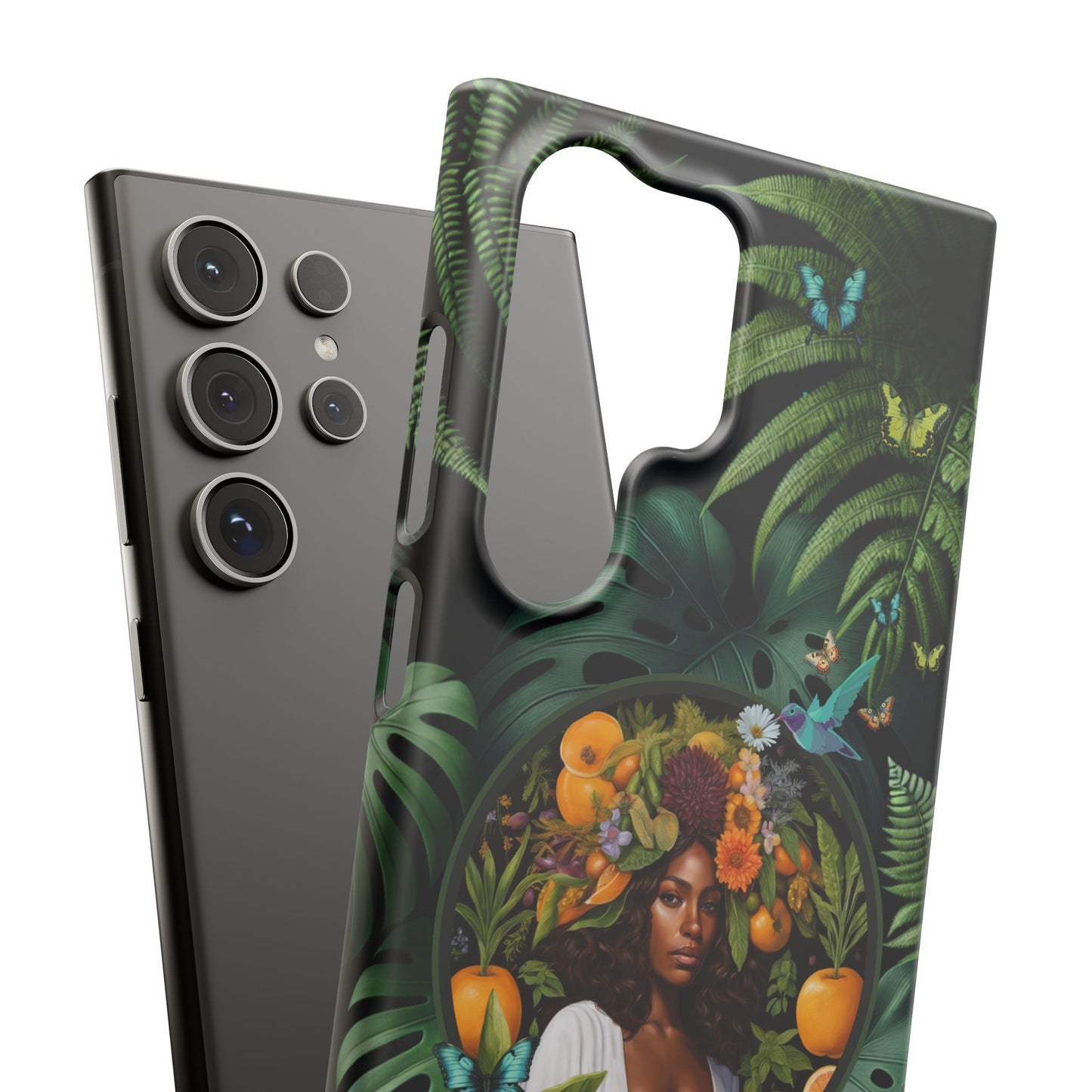 100% Organic A Fern Monstera Plant Garden Snap Phone Case with Black Woman, for iPhone and Android Models
