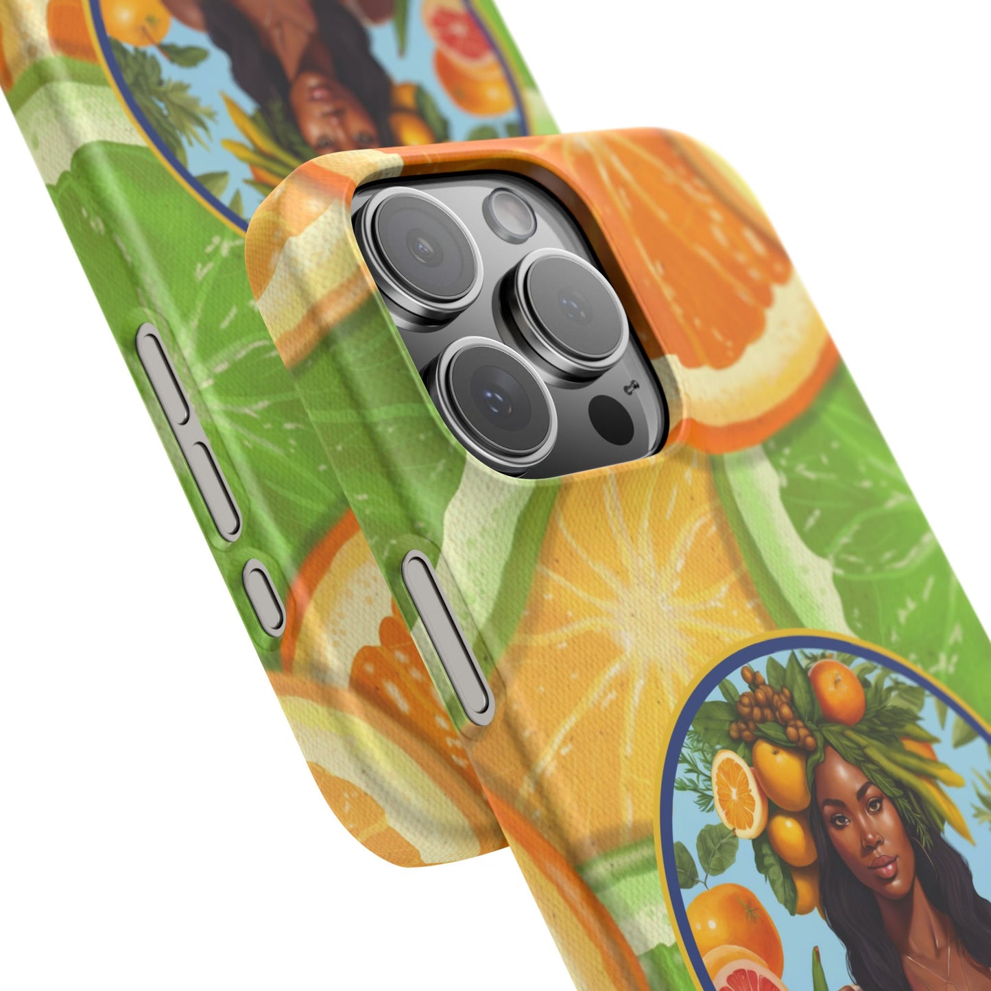 Organically Me Citrus Fruits Garden Snap Phone Case with Black Woman, Veggie Chic for Androids and iPhone models
