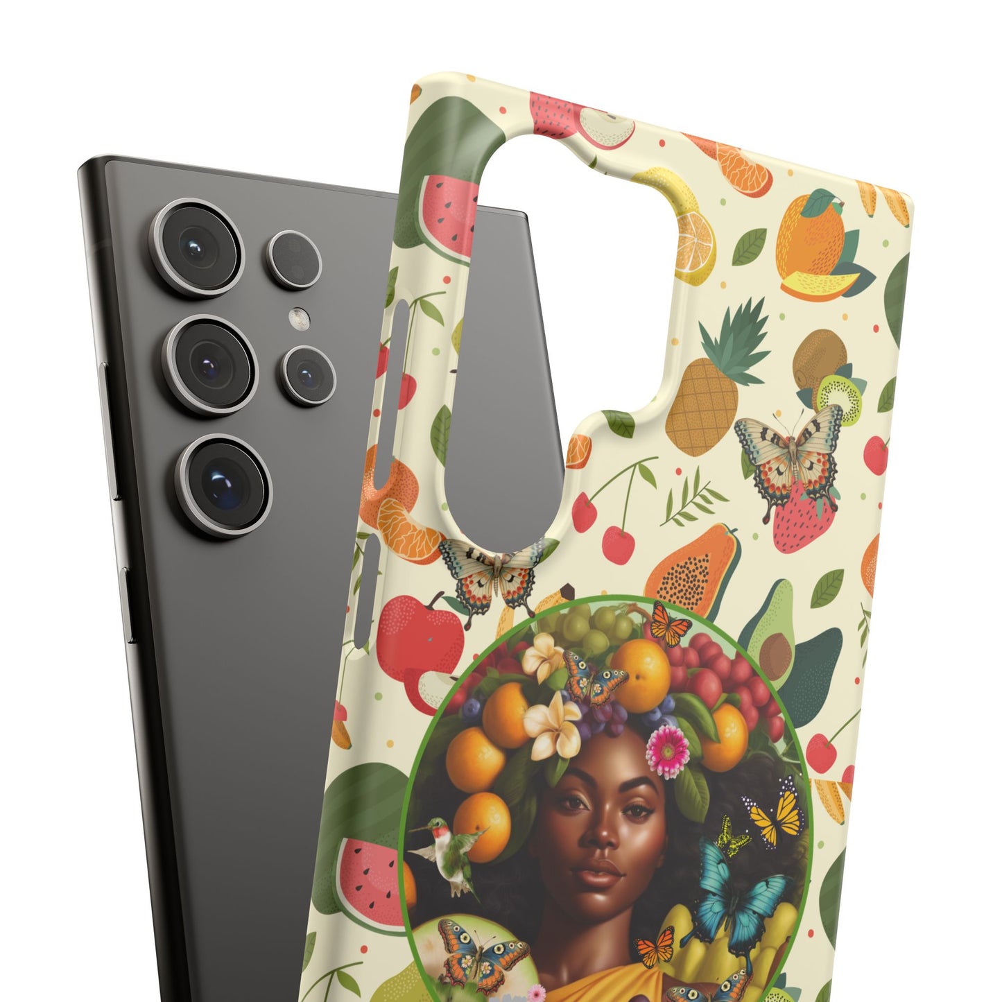 Organically Me Fruit & Veggie Queen Plant Garden Snap Phone Case with Black Woman, for iPhone and Android