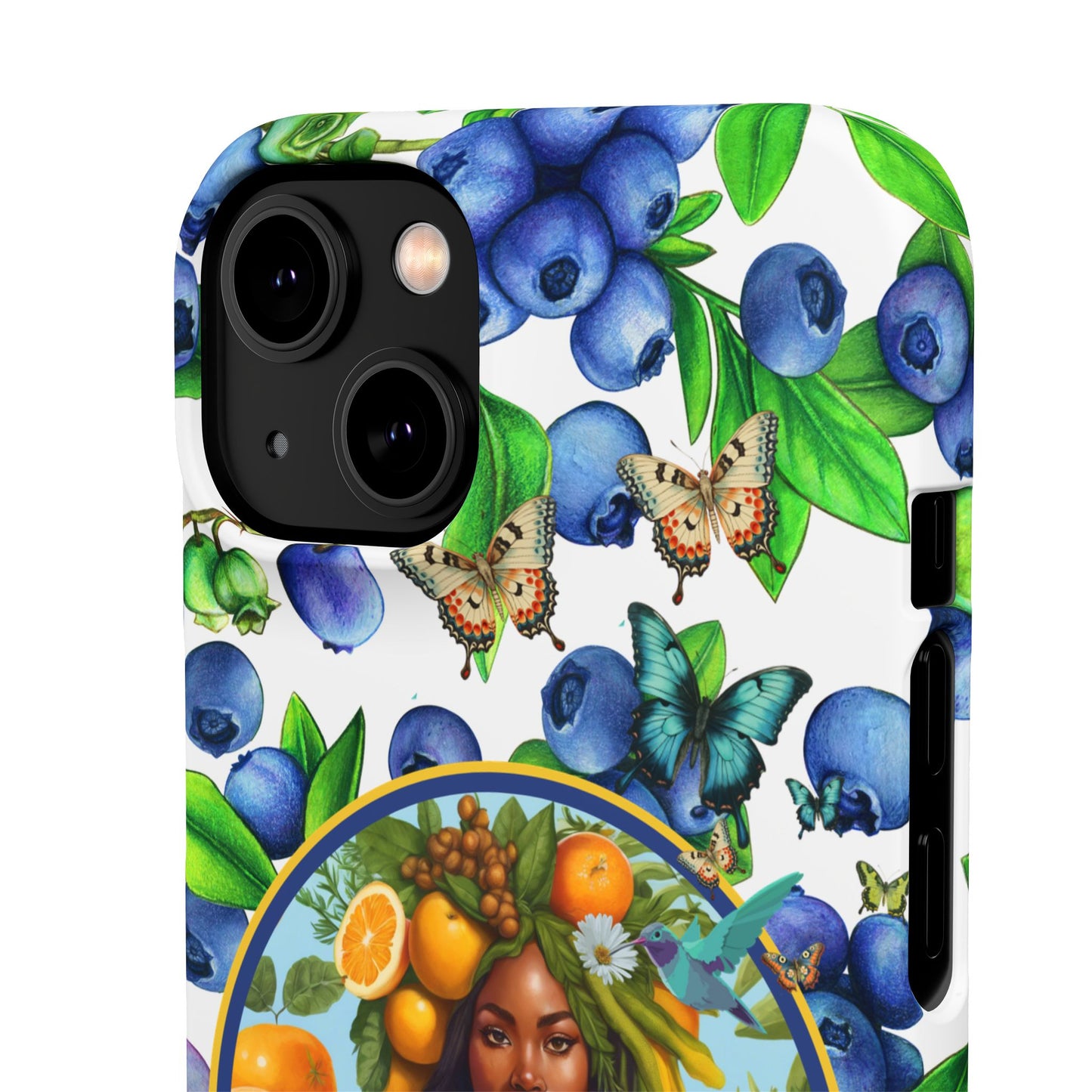 Organically Me Blueberry Plant B Garden Snap Phone Case with Black Woman, for iPhone and Android