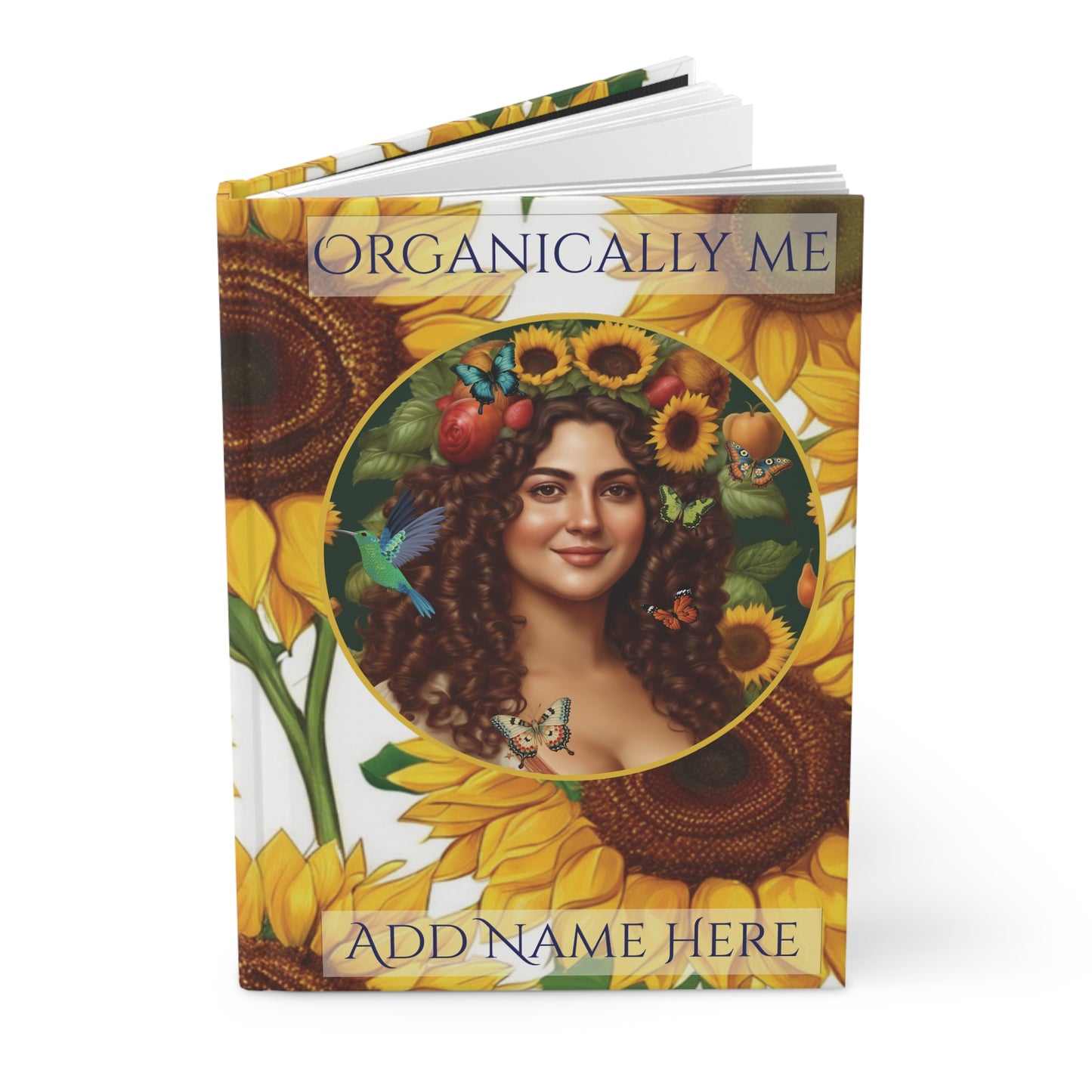 Organically Me B Sunflower Plant, Garden & Vegan Hardcover Journal, Matte 150 pages, May be PERSONALIZED