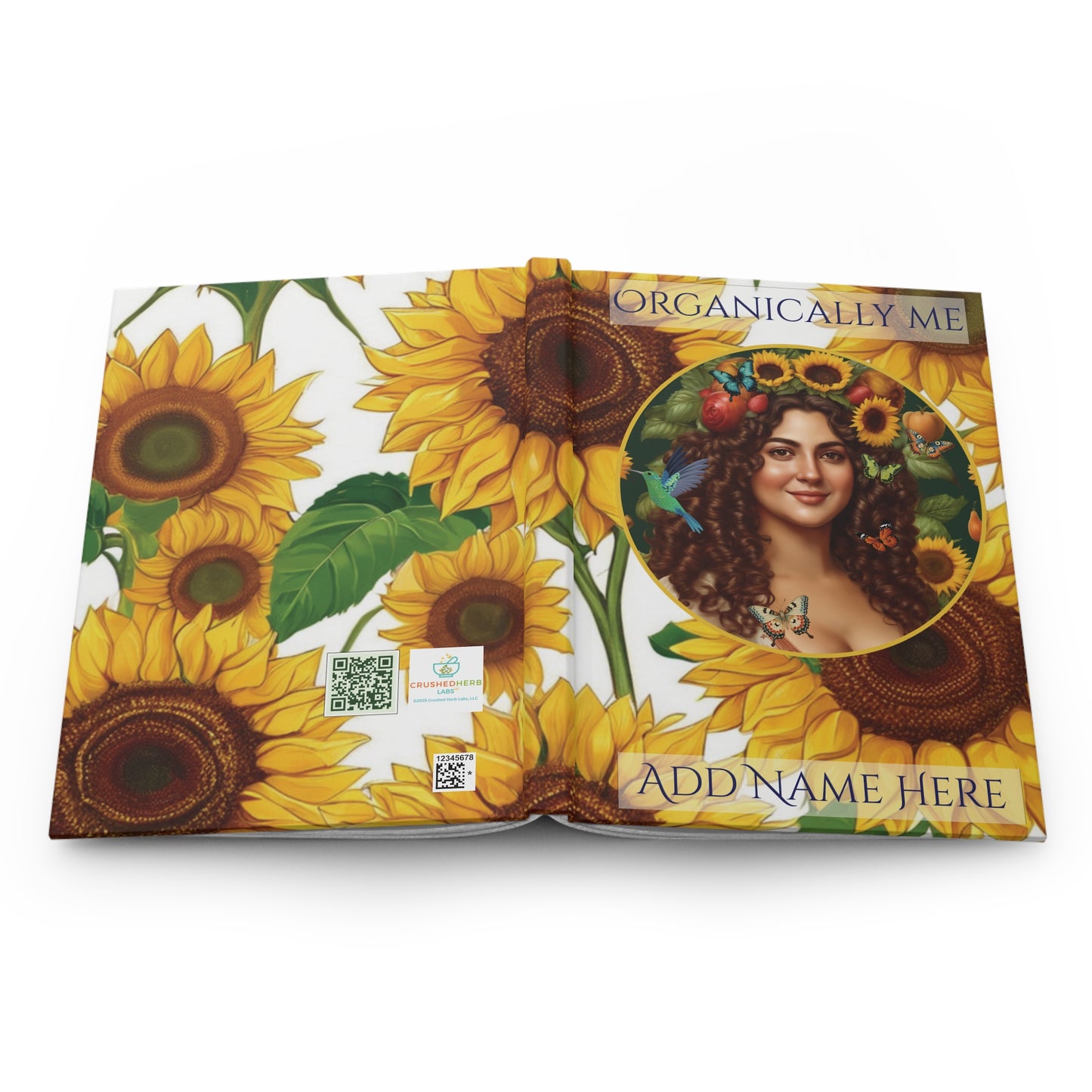 Organically Me B Sunflower Plant, Garden & Vegan Hardcover Journal, Matte 150 pages, May be PERSONALIZED