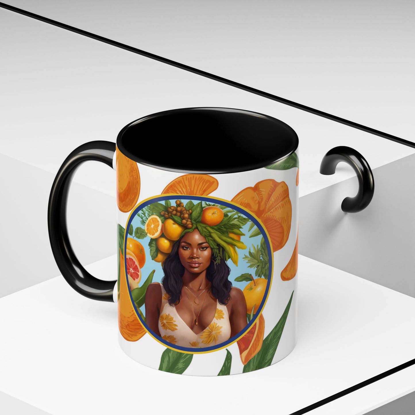100% Organic Orange Plant Garden Vegan Ceramic Plant Mug with Black woman (11oz) 8 Color Combos