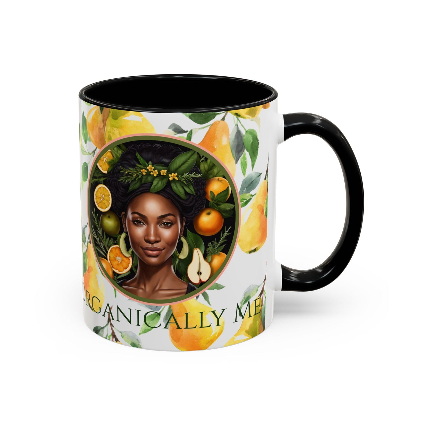 Organically Me Yellow Pear Plant Garden Vegan Ceramic Plant Mug with Black woman (11oz) 8 Color Combos