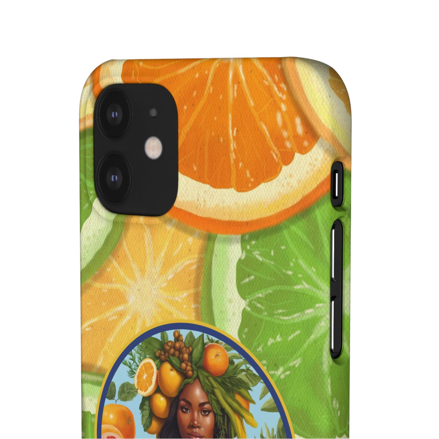 Organically Me Citrus Fruits Garden Snap Phone Case with Black Woman, Veggie Chic for Androids and iPhone models