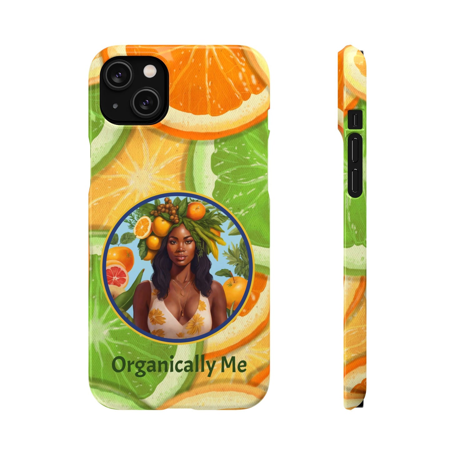 Organically Me Citrus Fruits Garden Snap Phone Case with Black Woman, Veggie Chic for Androids and iPhone models