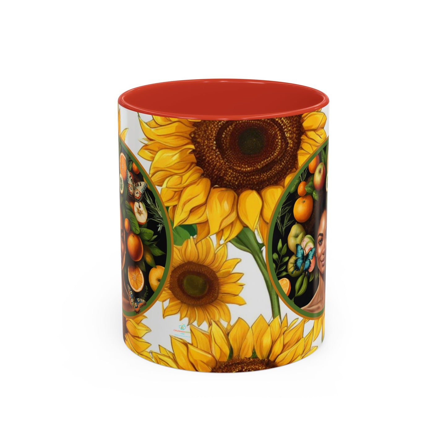 Organically Me Sunflower Plant Garden Vegan Ceramic Plant Mug with Black woman (11oz) 8 Color Combos