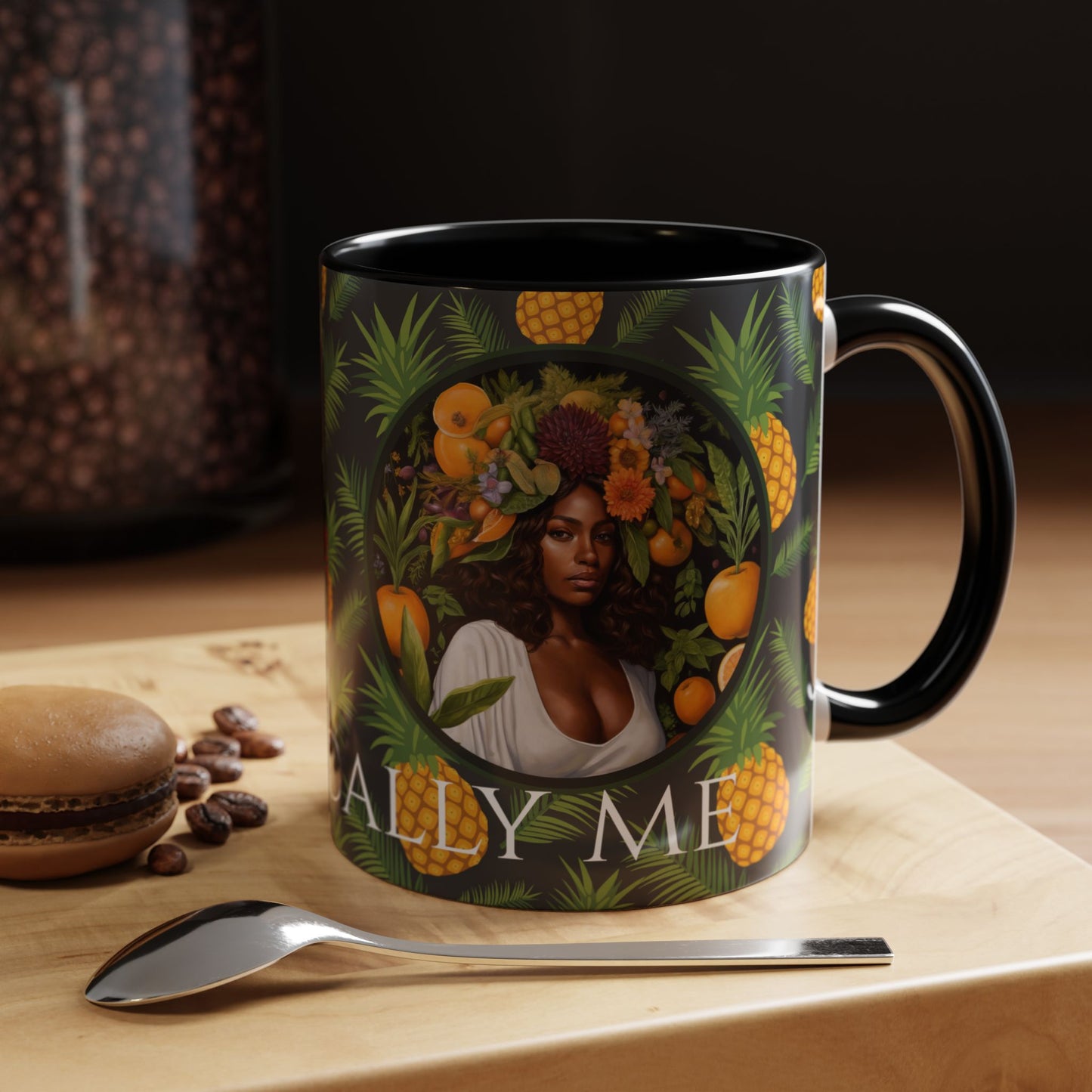Organically Me A Pineapple Plant Garden Vegan Ceramic Plant Mug with Black woman (11oz)