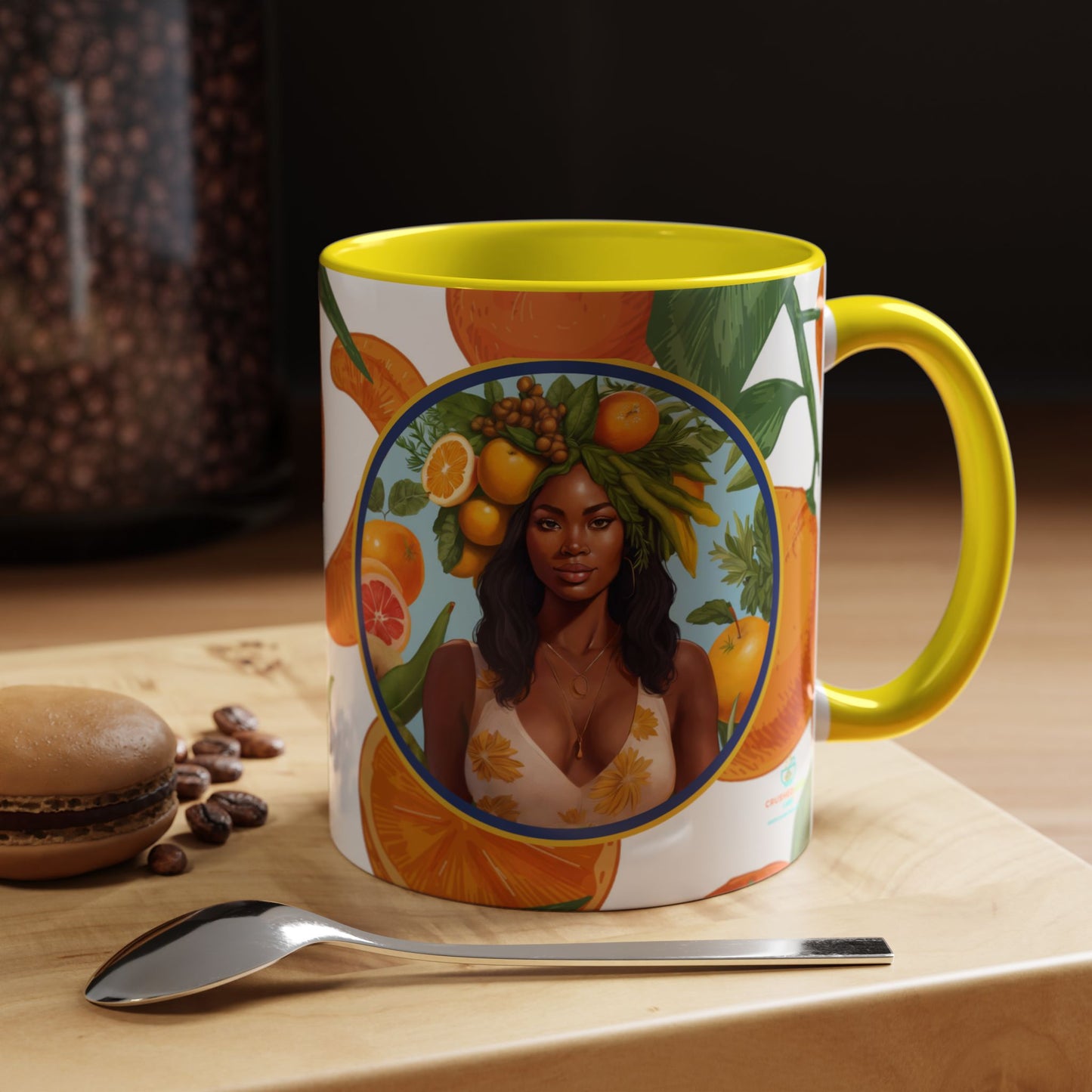 100% Organic Orange Plant Garden Vegan Ceramic Plant Mug with Black woman (11oz) 8 Color Combos
