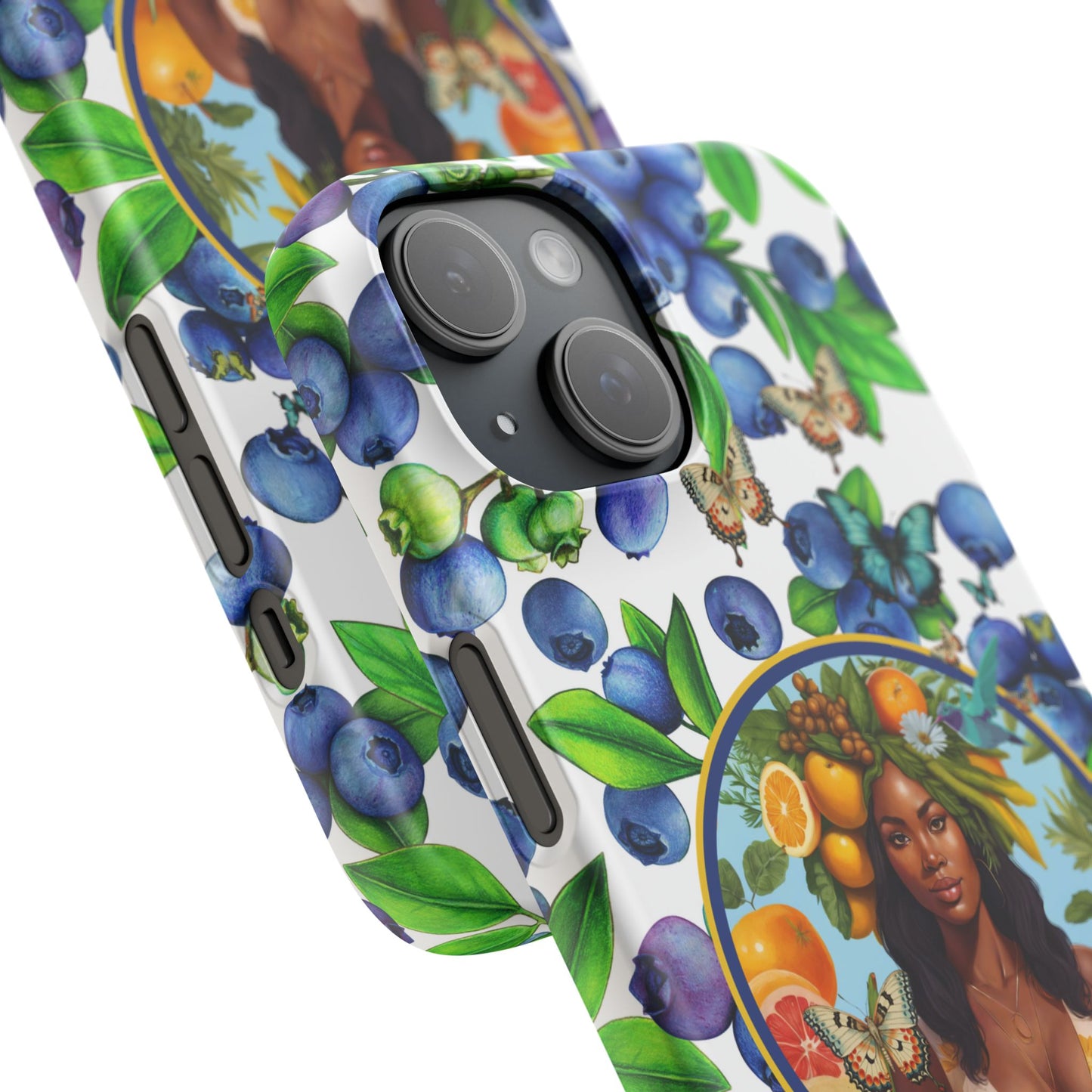 Organically Me Blueberry Plant B Garden Snap Phone Case with Black Woman, for iPhone and Android