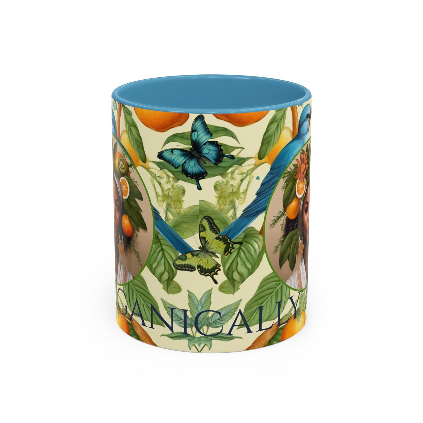 Organically Me A Lemon Bluebird Plant Garden Vegan Ceramic Plant Mug with Black woman (11oz) 8 Color Combos