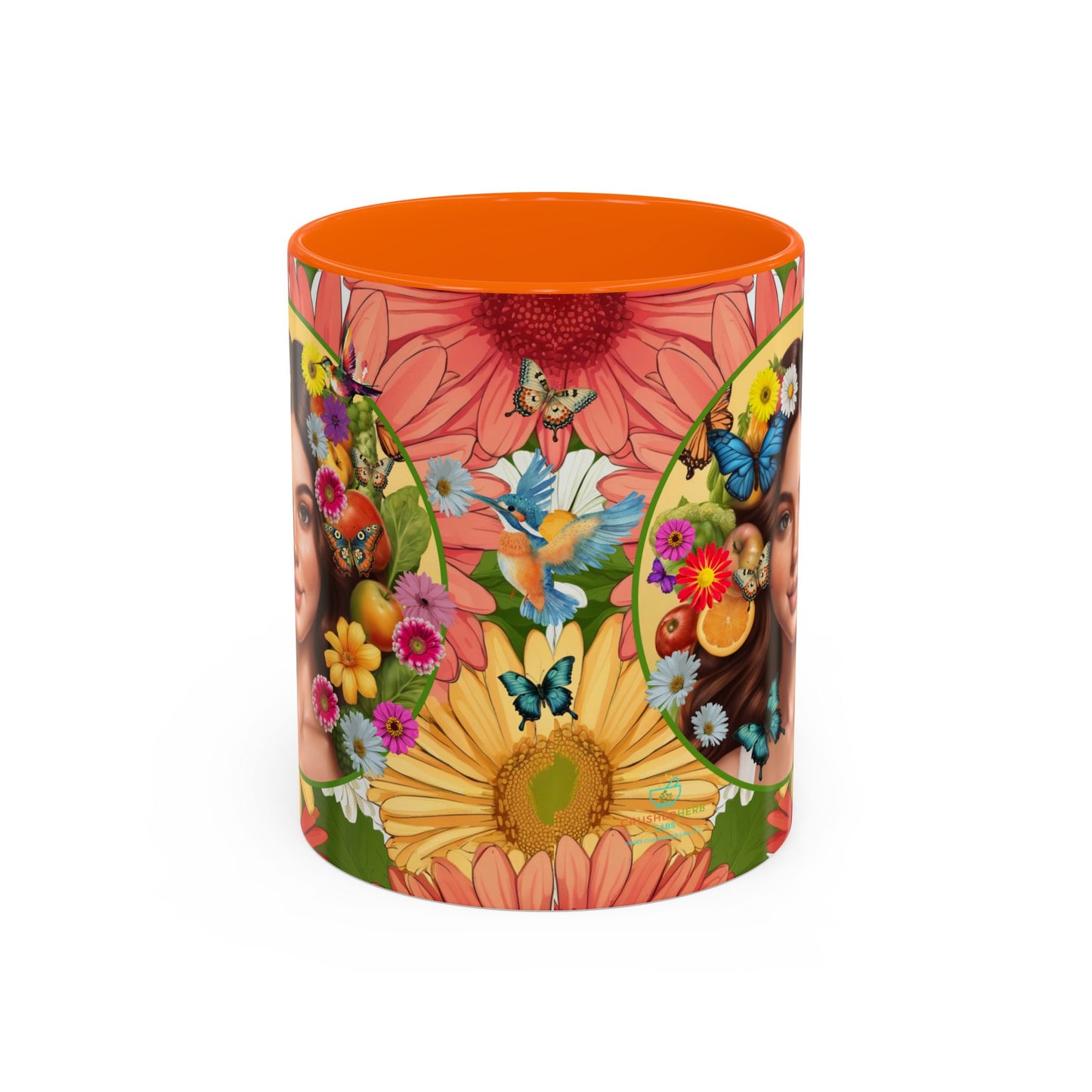 100% Organic Gerber Joy3 Plant Garden Vegan Ceramic Plant Mug with Woman (11oz) 8 Color Combos