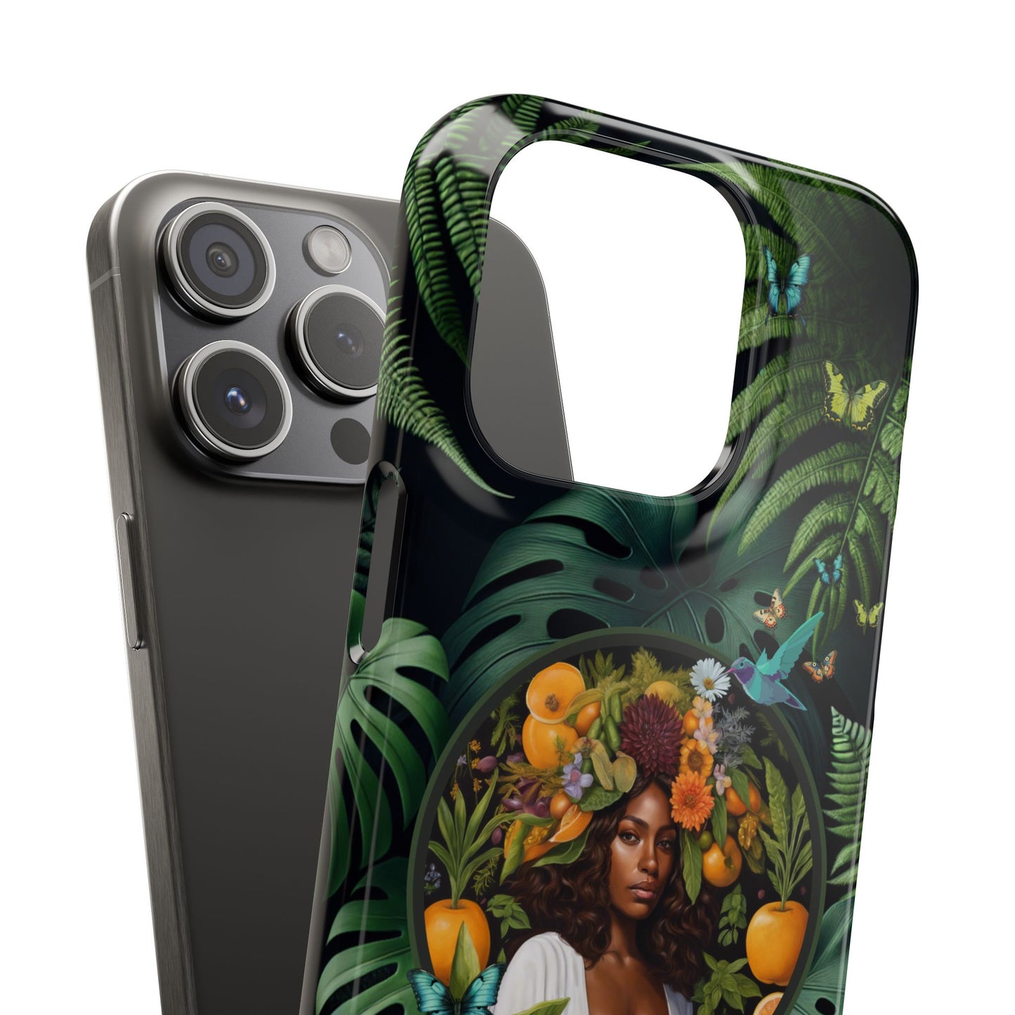 100% Organic A Fern Monstera Plant Garden Snap Phone Case with Black Woman, for iPhone and Android Models