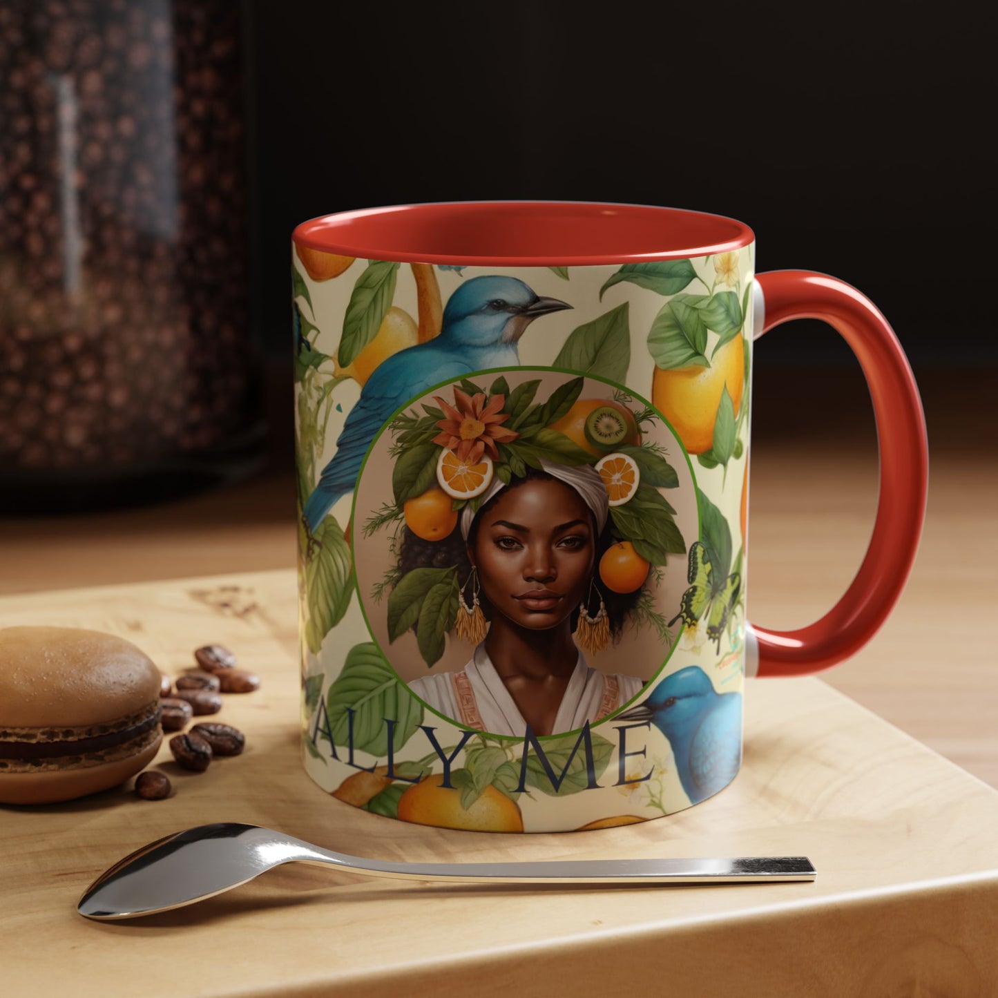 Organically Me A Lemon Bluebird Plant Garden Vegan Ceramic Plant Mug with Black woman (11oz) 8 Color Combos