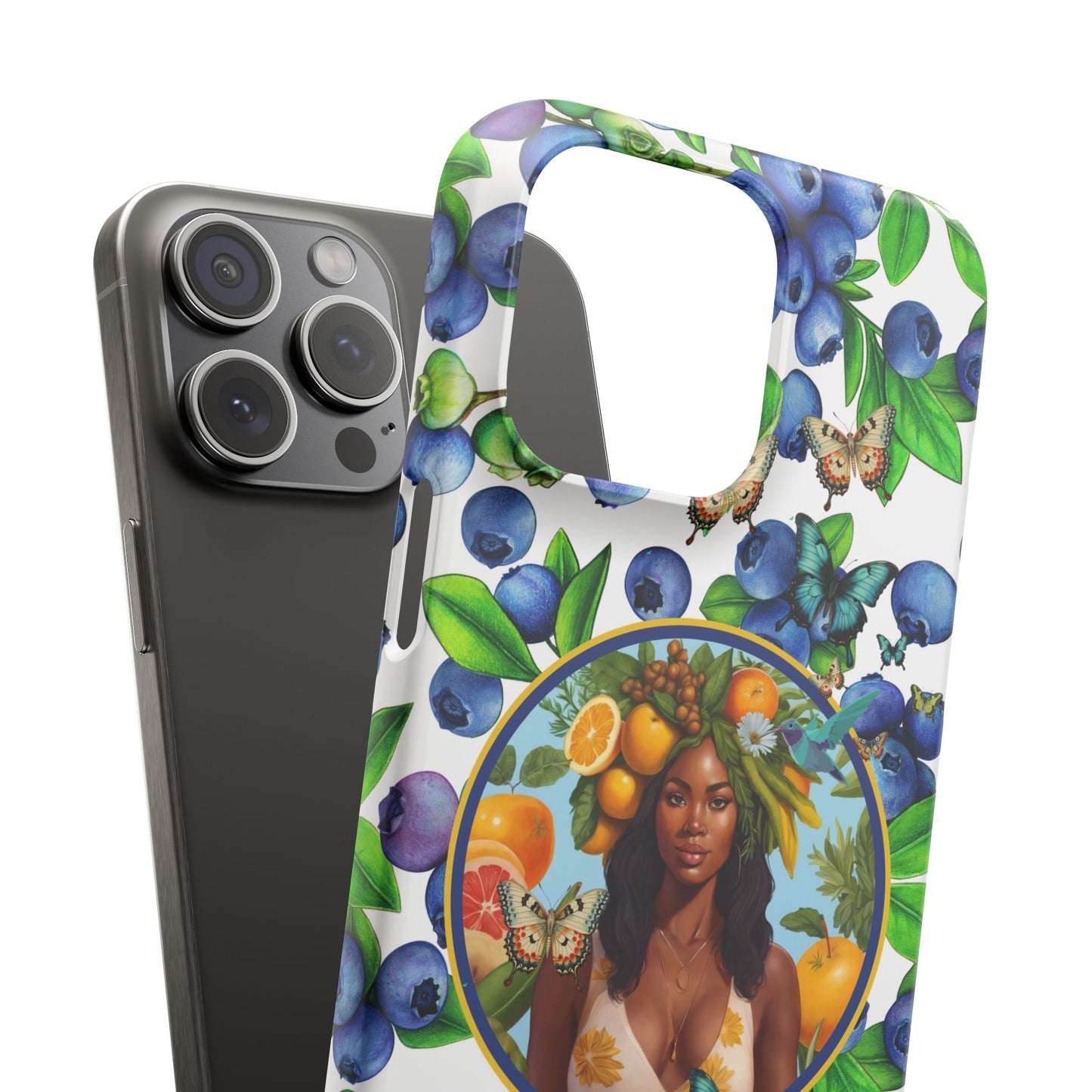 Organically Me Blueberry Plant B Garden Snap Phone Case with Black Woman, for iPhone and Android