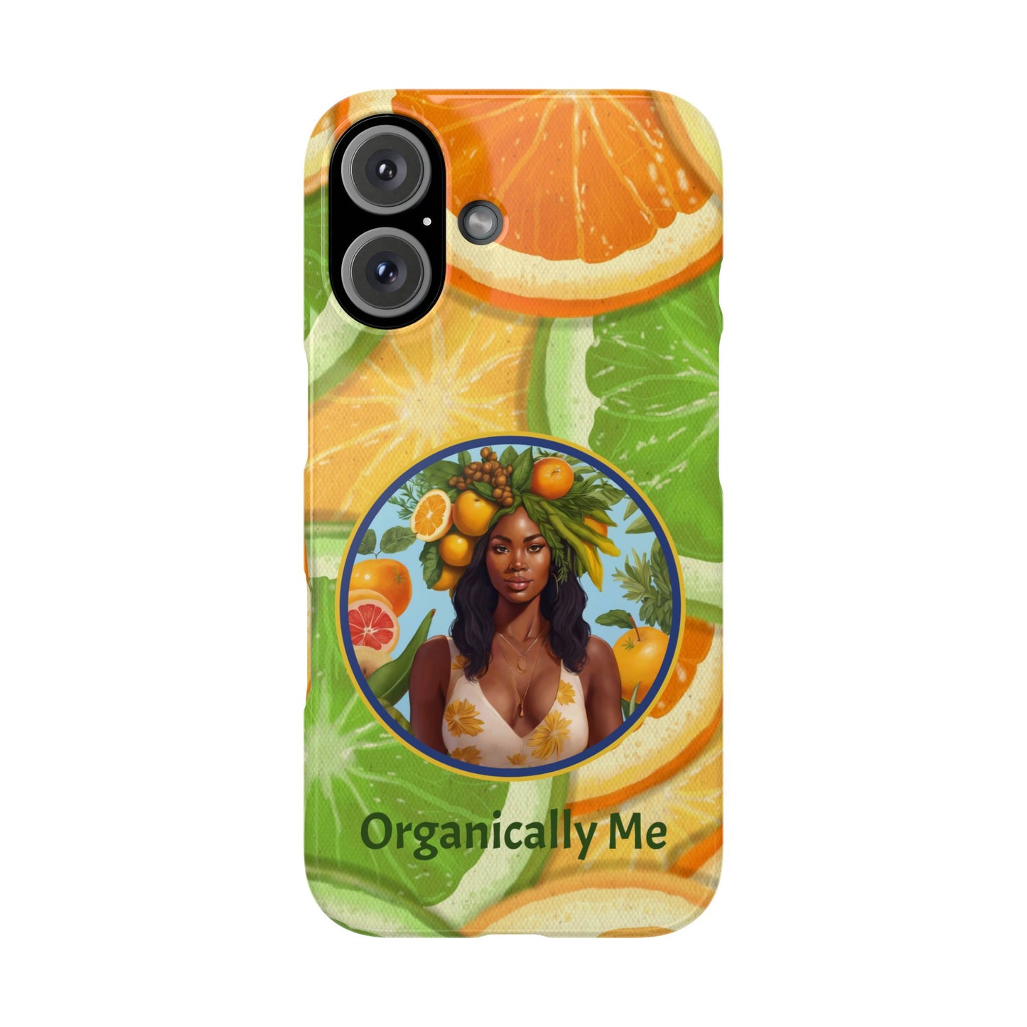 Organically Me Citrus Fruits Garden Snap Phone Case with Black Woman, Veggie Chic for Androids and iPhone models