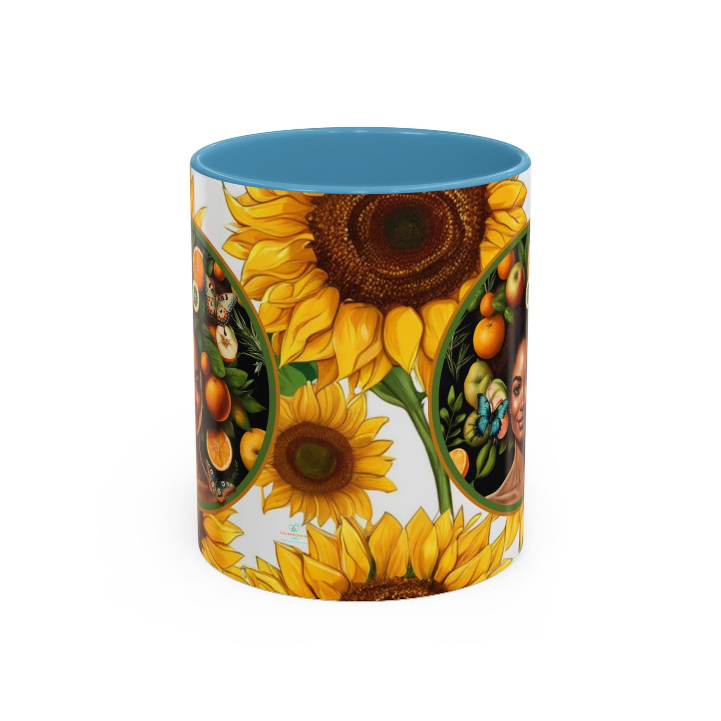 Organically Me Sunflower Plant Garden Vegan Ceramic Plant Mug with Black woman (11oz) 8 Color Combos